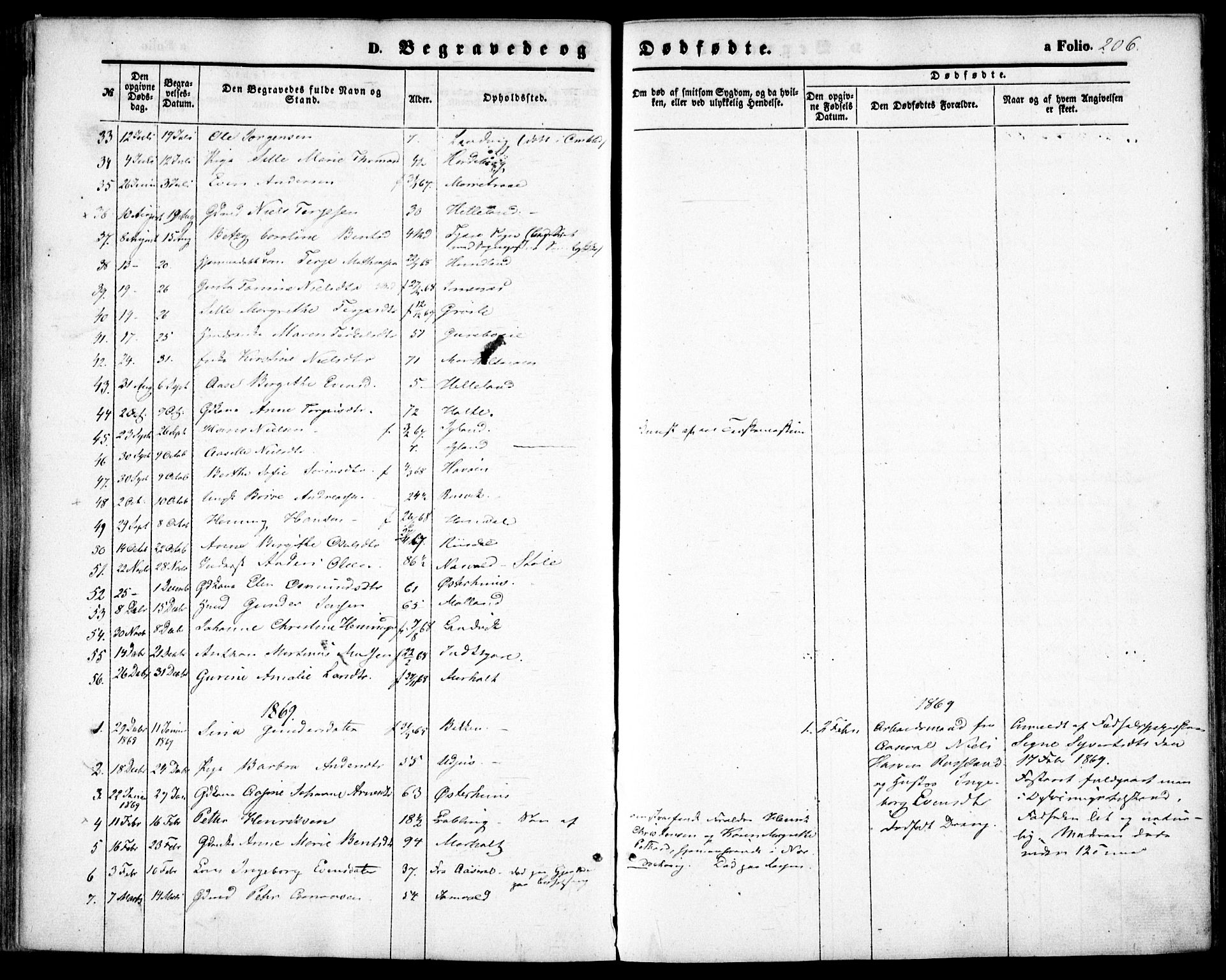 Hommedal sokneprestkontor, SAK/1111-0023/F/Fa/Fab/L0005: Ministerialbok nr. A 5, 1861-1877, s. 206
