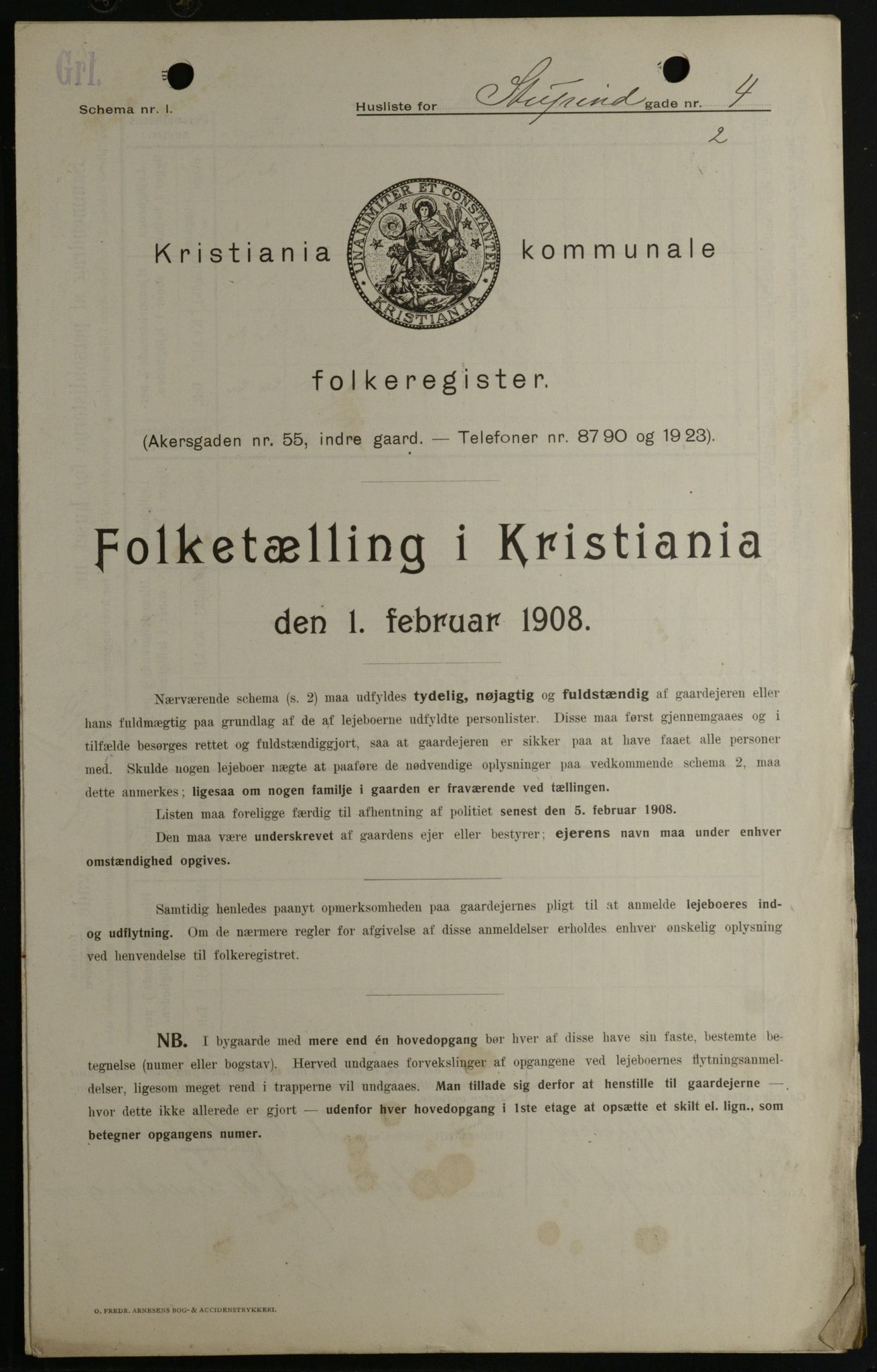 OBA, Kommunal folketelling 1.2.1908 for Kristiania kjøpstad, 1908, s. 94021