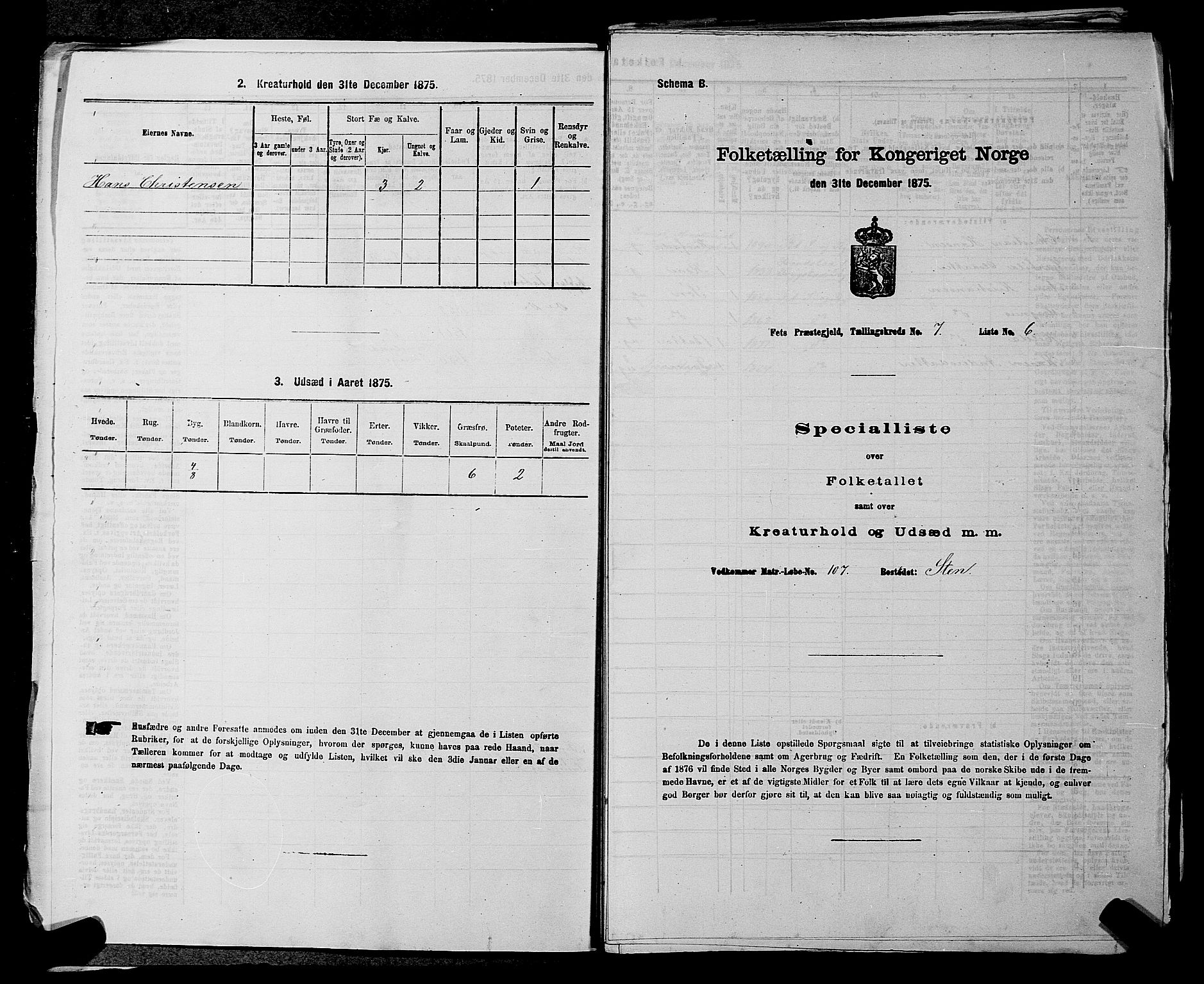 RA, Folketelling 1875 for 0227P Fet prestegjeld, 1875, s. 1004