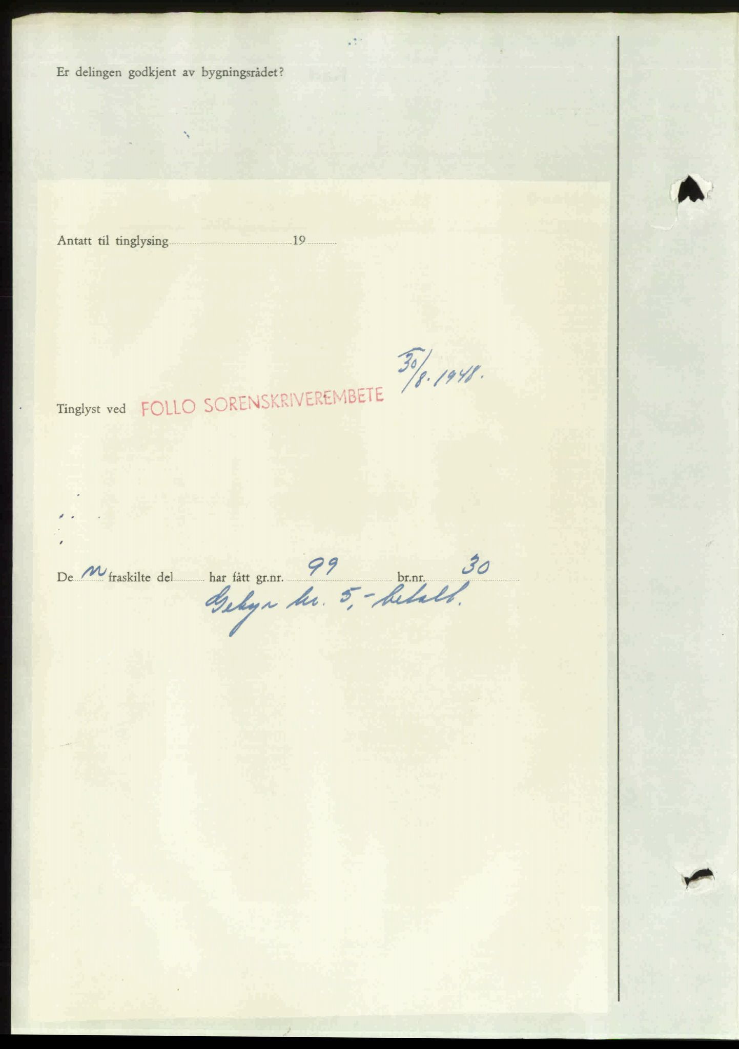 Follo sorenskriveri, AV/SAO-A-10274/G/Ga/Gaa/L0085: Pantebok nr. I 85, 1948-1948, Dagboknr: 3103/1948