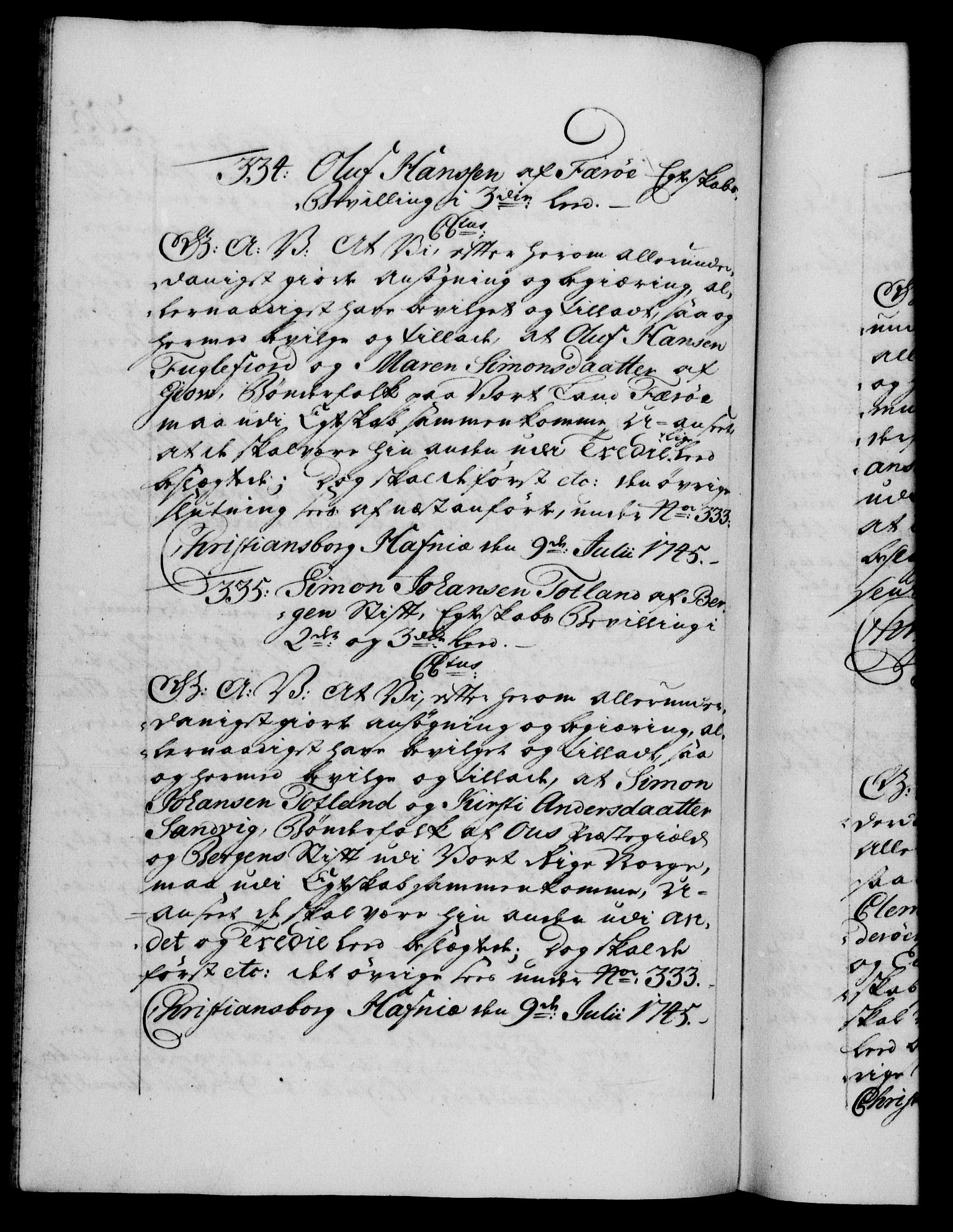 Danske Kanselli 1572-1799, AV/RA-EA-3023/F/Fc/Fca/Fcaa/L0034: Norske registre, 1745-1746, s. 205b