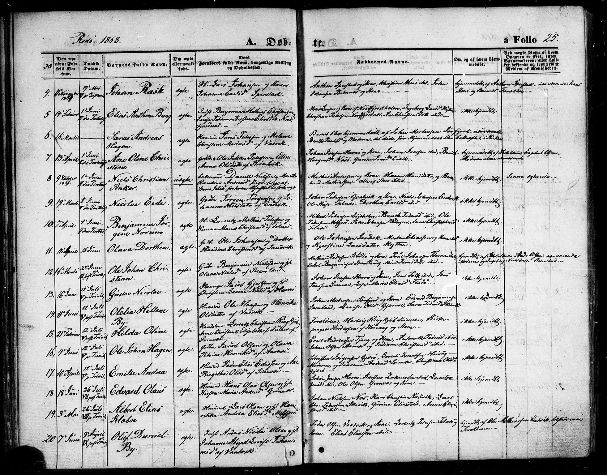 Ministerialprotokoller, klokkerbøker og fødselsregistre - Nordland, AV/SAT-A-1459/841/L0606: Ministerialbok nr. 841A10, 1860-1877, s. 25