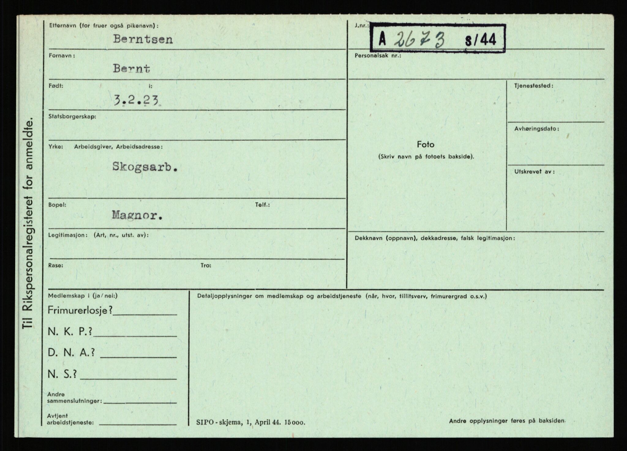 Statspolitiet - Hovedkontoret / Osloavdelingen, AV/RA-S-1329/C/Ca/L0002: Arneberg - Brand, 1943-1945, s. 2979