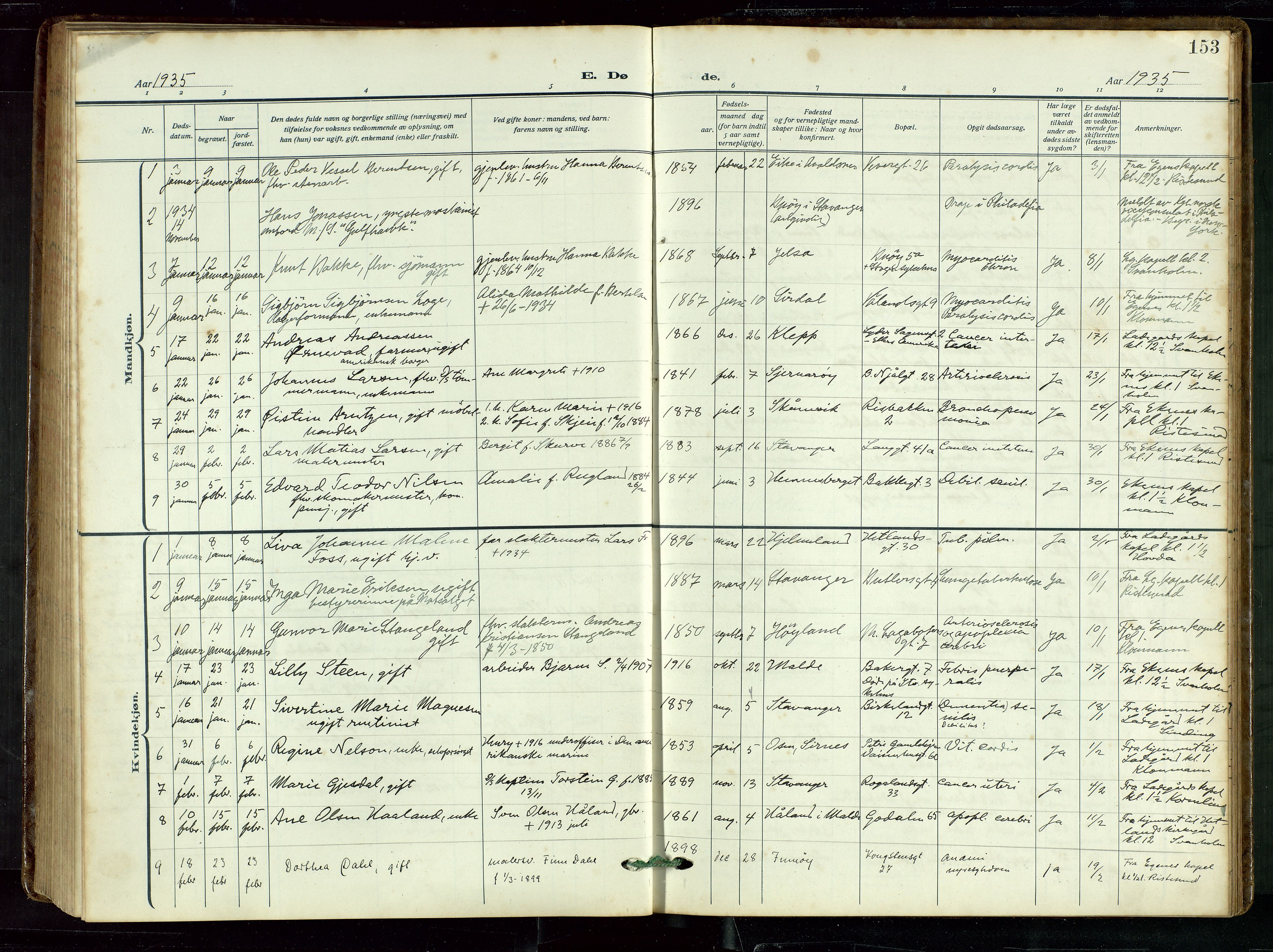 St. Petri sokneprestkontor, AV/SAST-A-101813/002/D/L0003: Ministerialbok nr. A 28, 1919-1938, s. 153