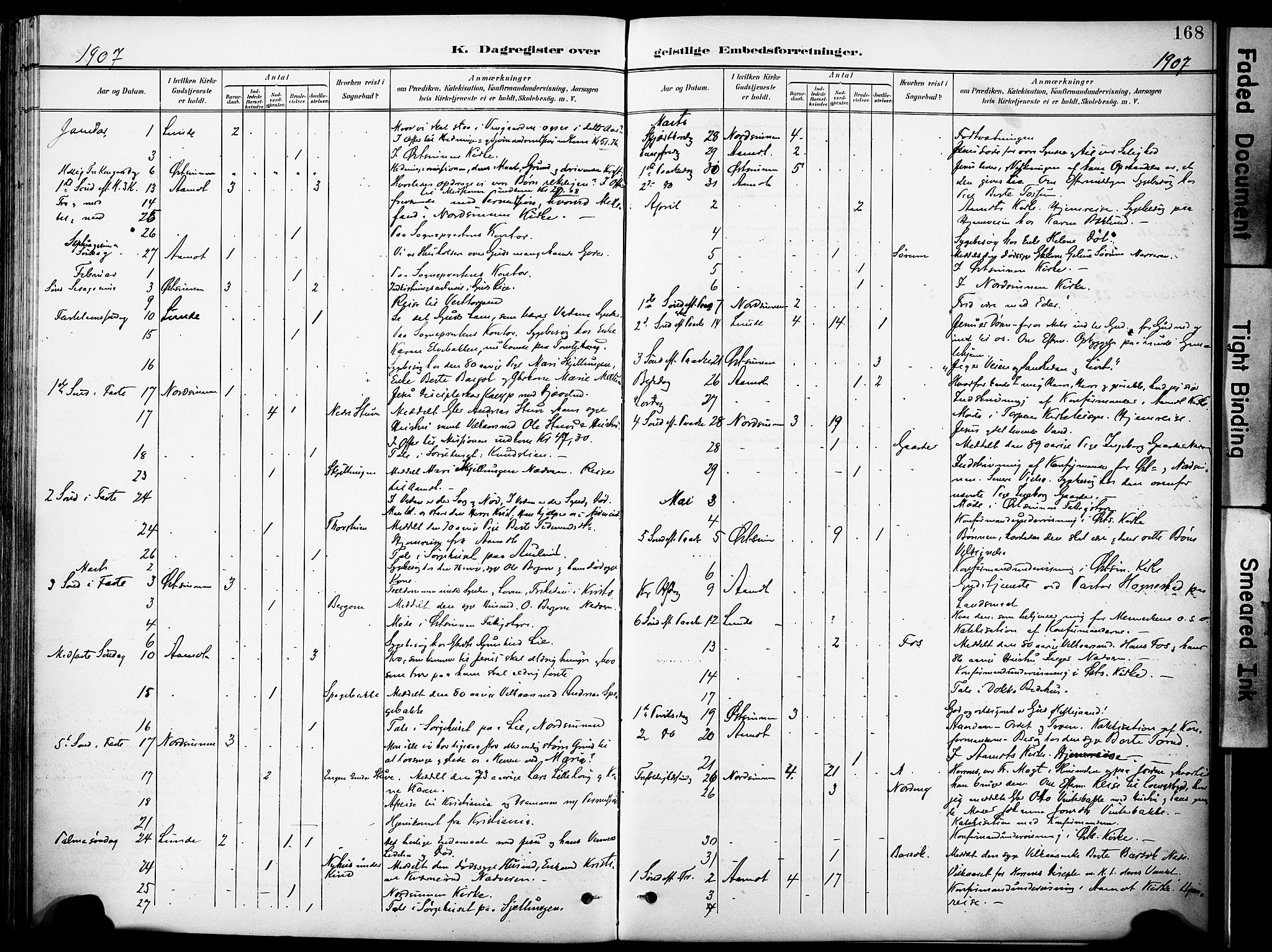 Nordre Land prestekontor, SAH/PREST-124/H/Ha/Haa/L0006: Ministerialbok nr. 6, 1897-1914, s. 168