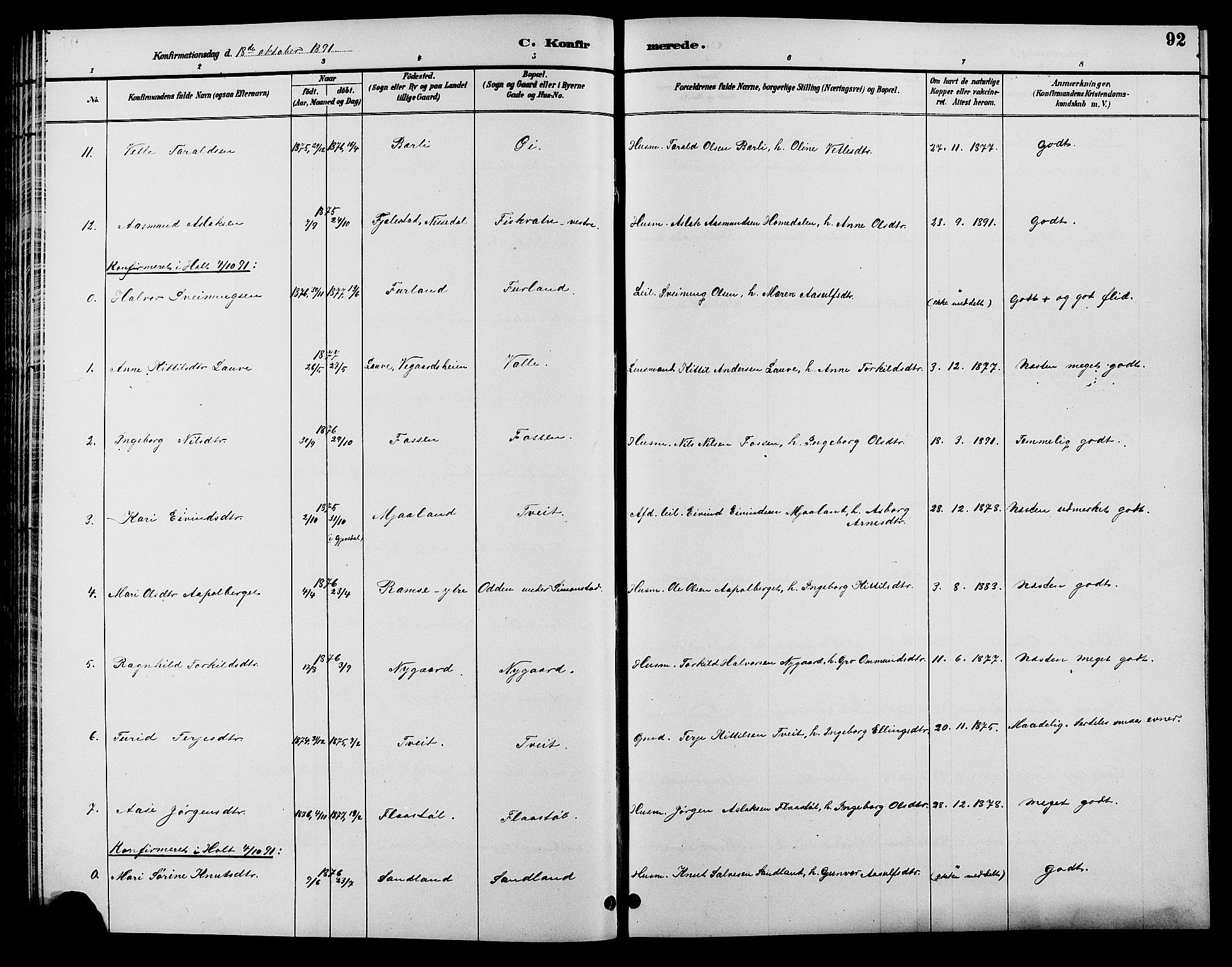 Åmli sokneprestkontor, SAK/1111-0050/F/Fb/Fbc/L0004: Klokkerbok nr. B 4, 1889-1902, s. 92