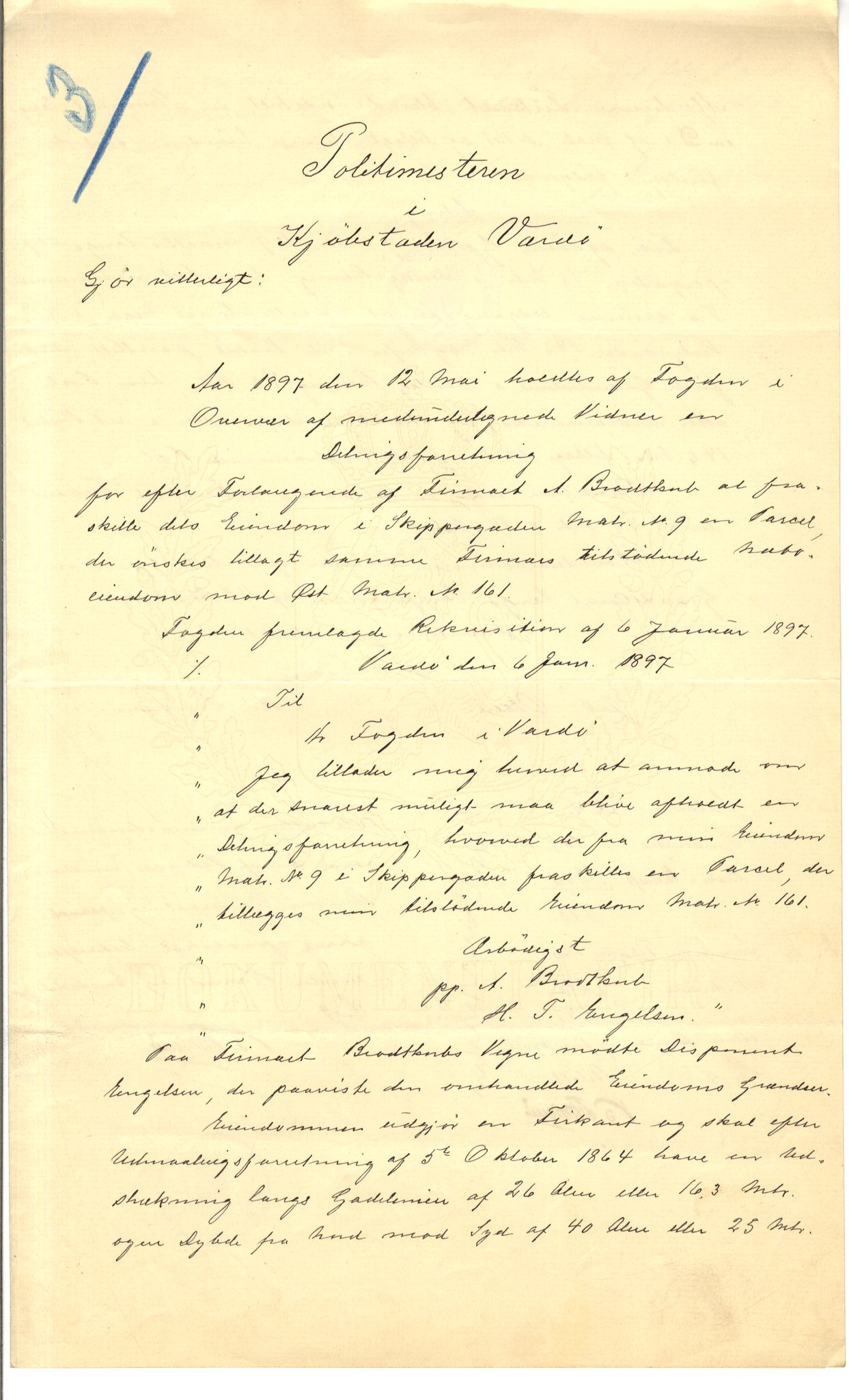 Brodtkorb handel A/S, VAMU/A-0001/Q/Qb/L0001: Skjøter og grunnbrev i Vardø by, 1822-1943, s. 197