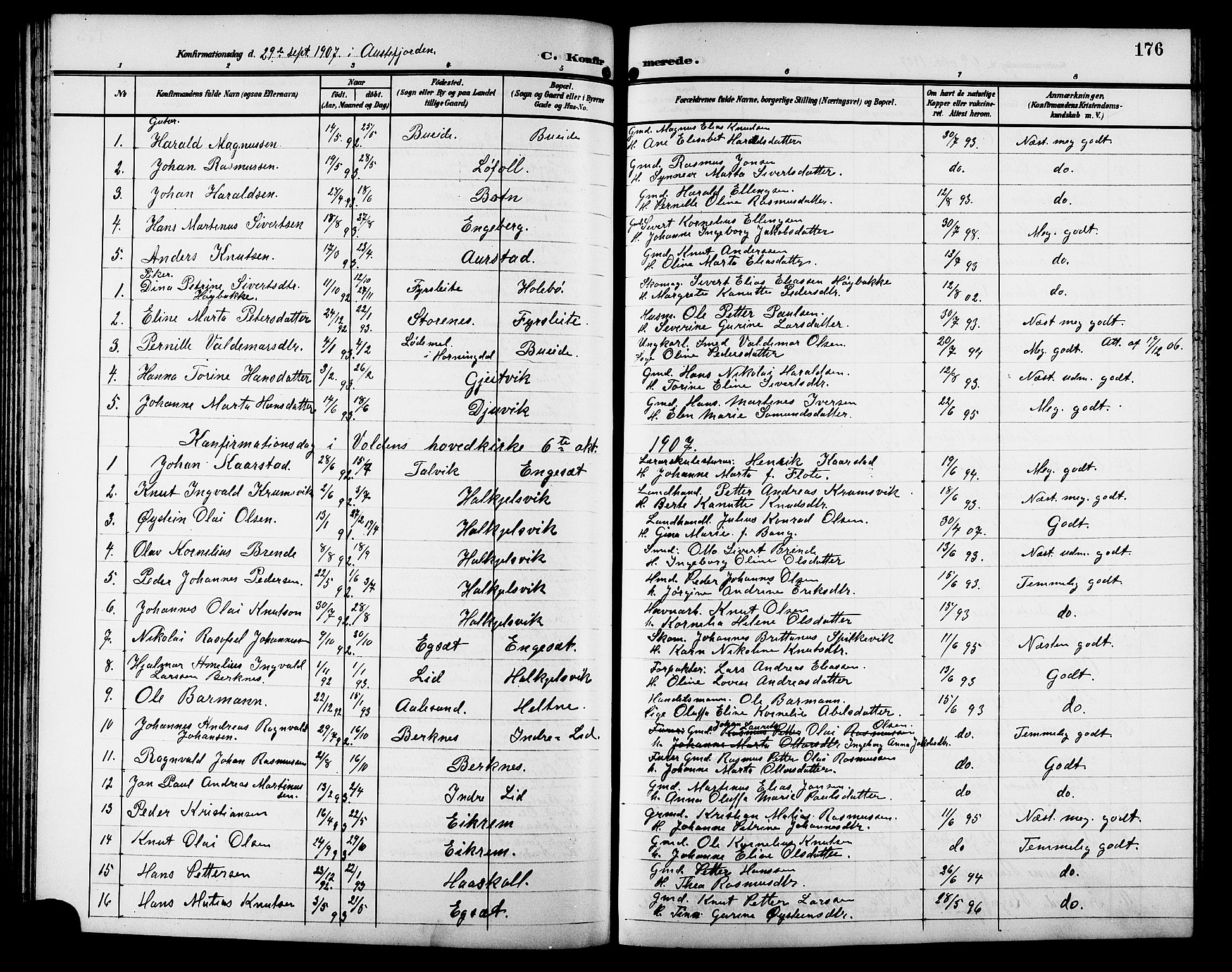 Ministerialprotokoller, klokkerbøker og fødselsregistre - Møre og Romsdal, AV/SAT-A-1454/511/L0159: Klokkerbok nr. 511C05, 1902-1920, s. 176