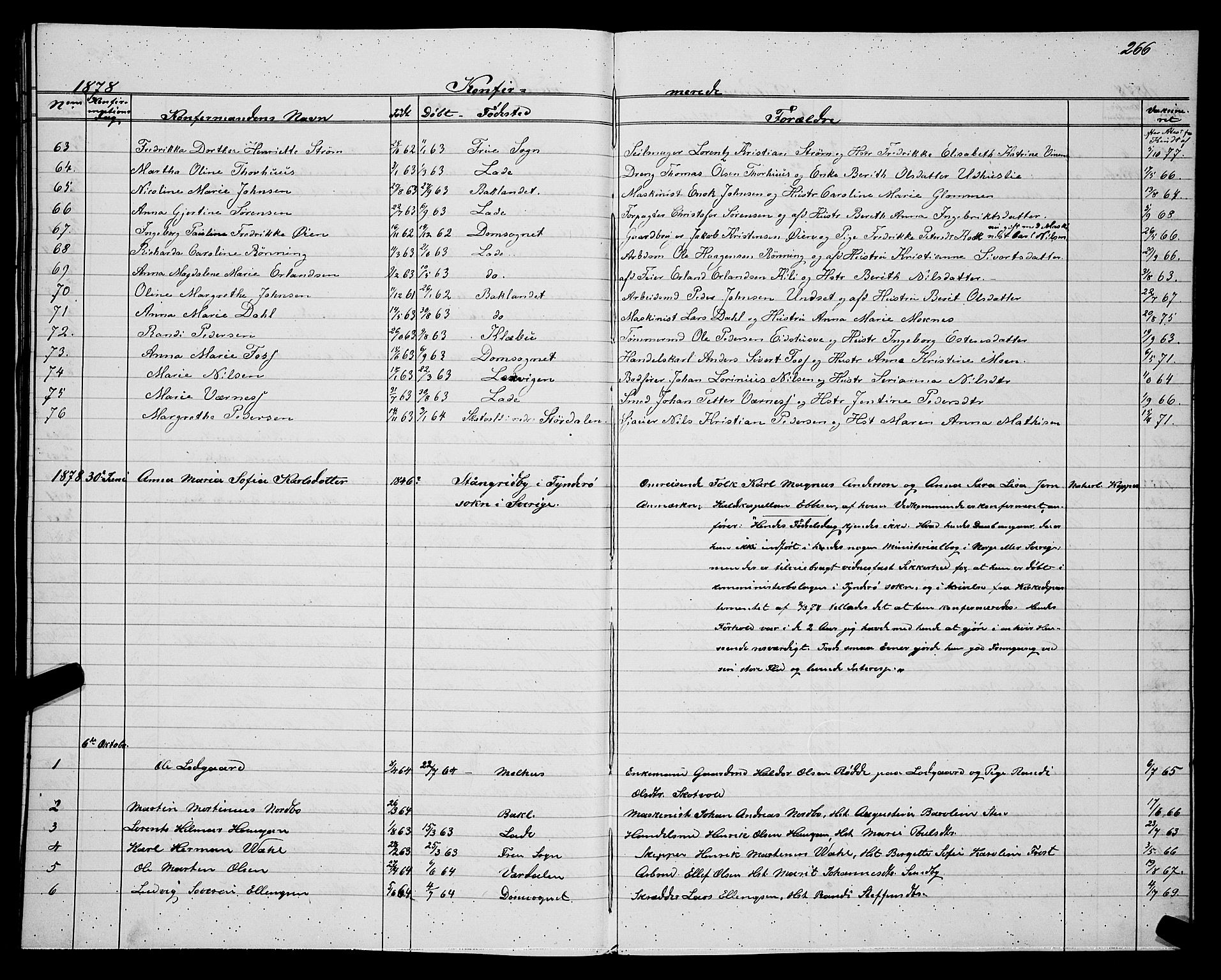 Ministerialprotokoller, klokkerbøker og fødselsregistre - Sør-Trøndelag, SAT/A-1456/604/L0220: Klokkerbok nr. 604C03, 1870-1885, s. 266