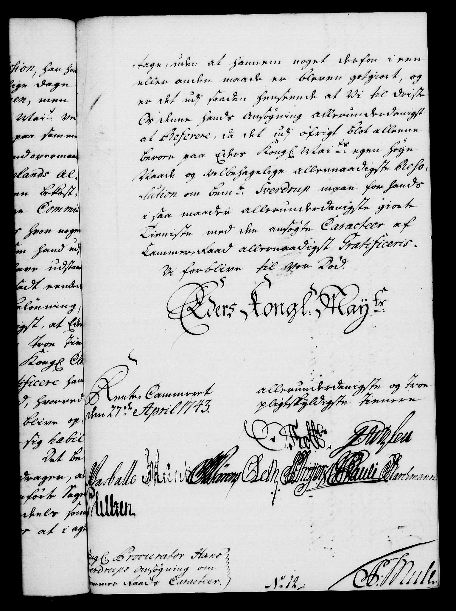 Rentekammeret, Kammerkanselliet, RA/EA-3111/G/Gf/Gfa/L0026: Norsk relasjons- og resolusjonsprotokoll (merket RK 52.26), 1743, s. 326