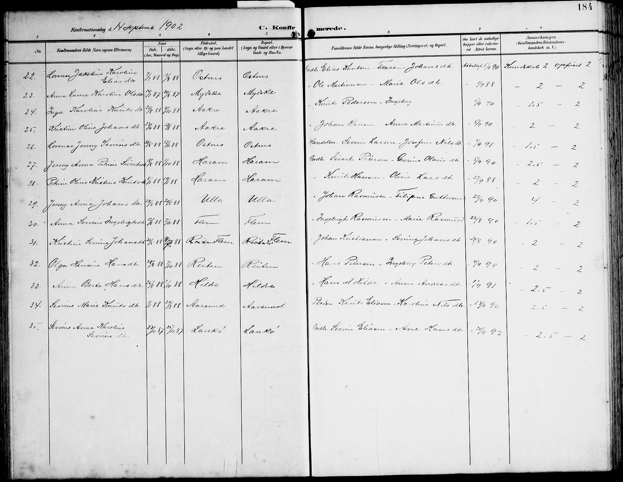 Ministerialprotokoller, klokkerbøker og fødselsregistre - Møre og Romsdal, AV/SAT-A-1454/536/L0511: Klokkerbok nr. 536C06, 1899-1944, s. 184