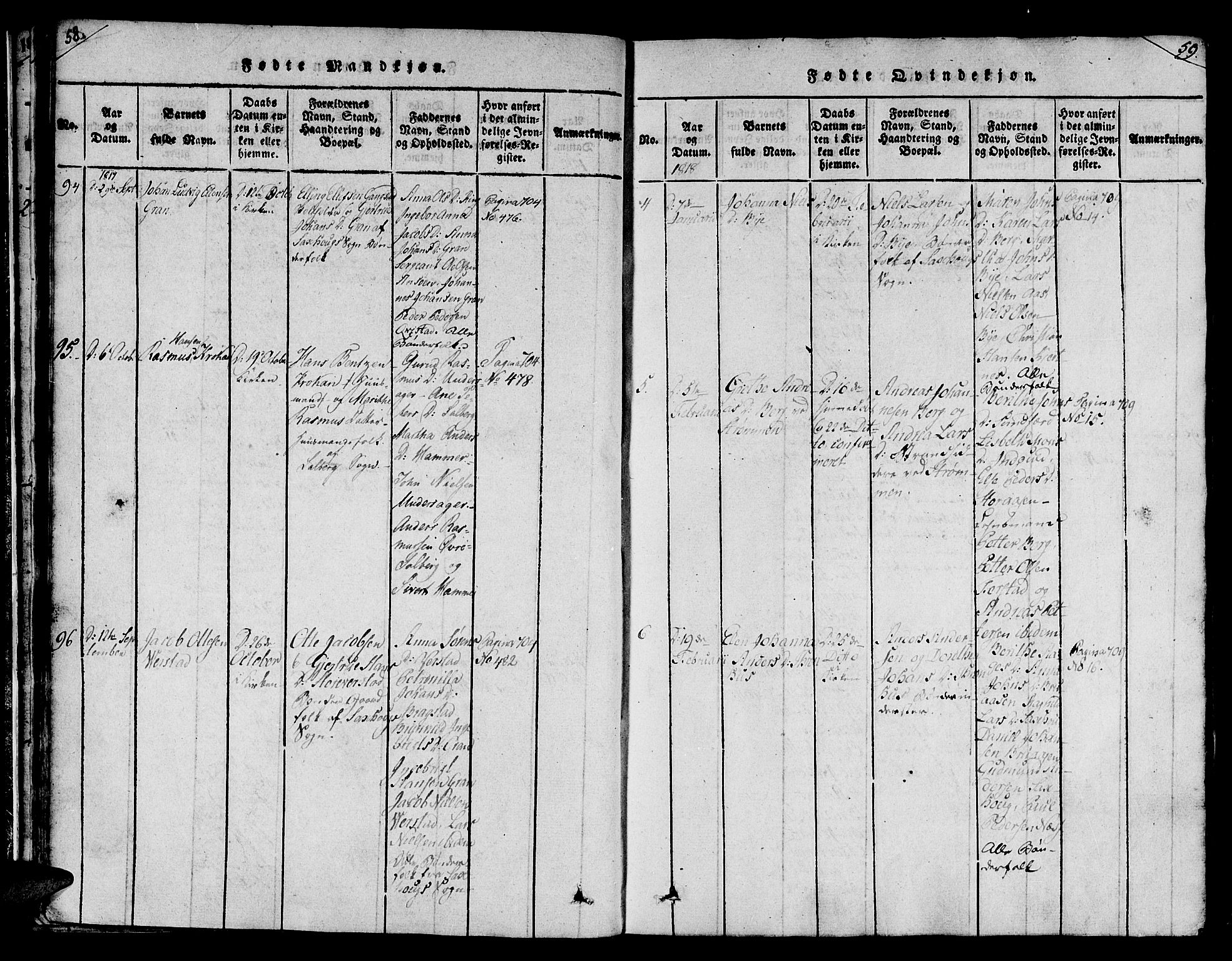 Ministerialprotokoller, klokkerbøker og fødselsregistre - Nord-Trøndelag, SAT/A-1458/730/L0275: Ministerialbok nr. 730A04, 1816-1822, s. 58-59