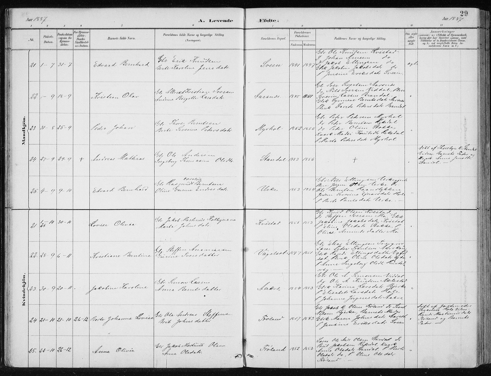 Ministerialprotokoller, klokkerbøker og fødselsregistre - Møre og Romsdal, AV/SAT-A-1454/515/L0215: Klokkerbok nr. 515C02, 1884-1906, s. 29