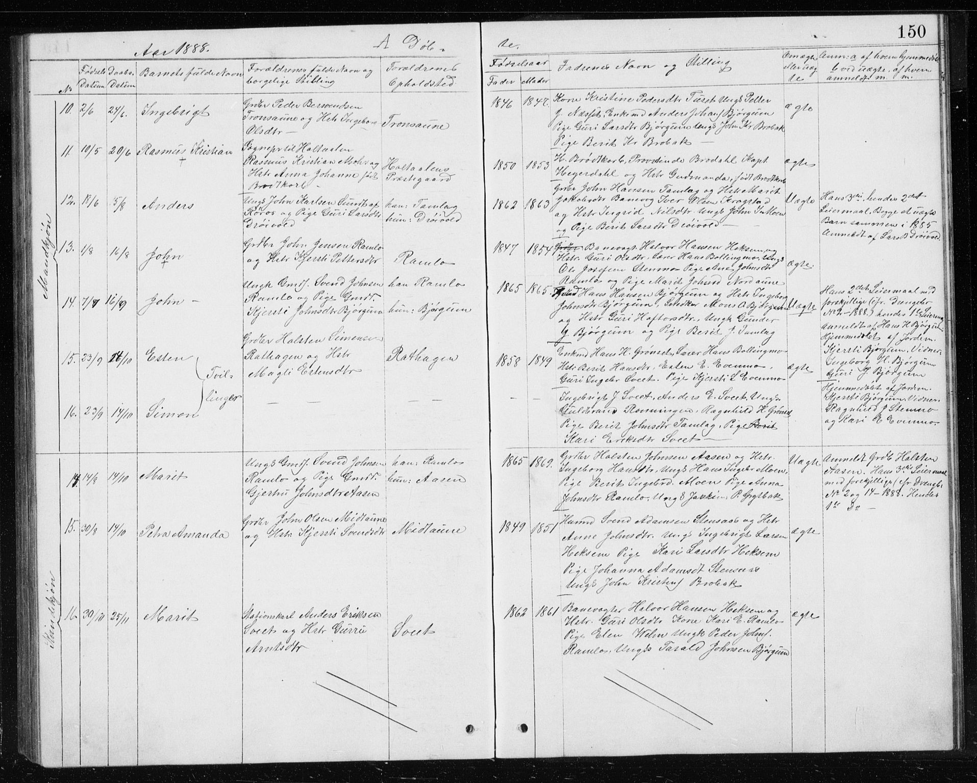 Ministerialprotokoller, klokkerbøker og fødselsregistre - Sør-Trøndelag, AV/SAT-A-1456/685/L0977: Klokkerbok nr. 685C02, 1879-1890, s. 150