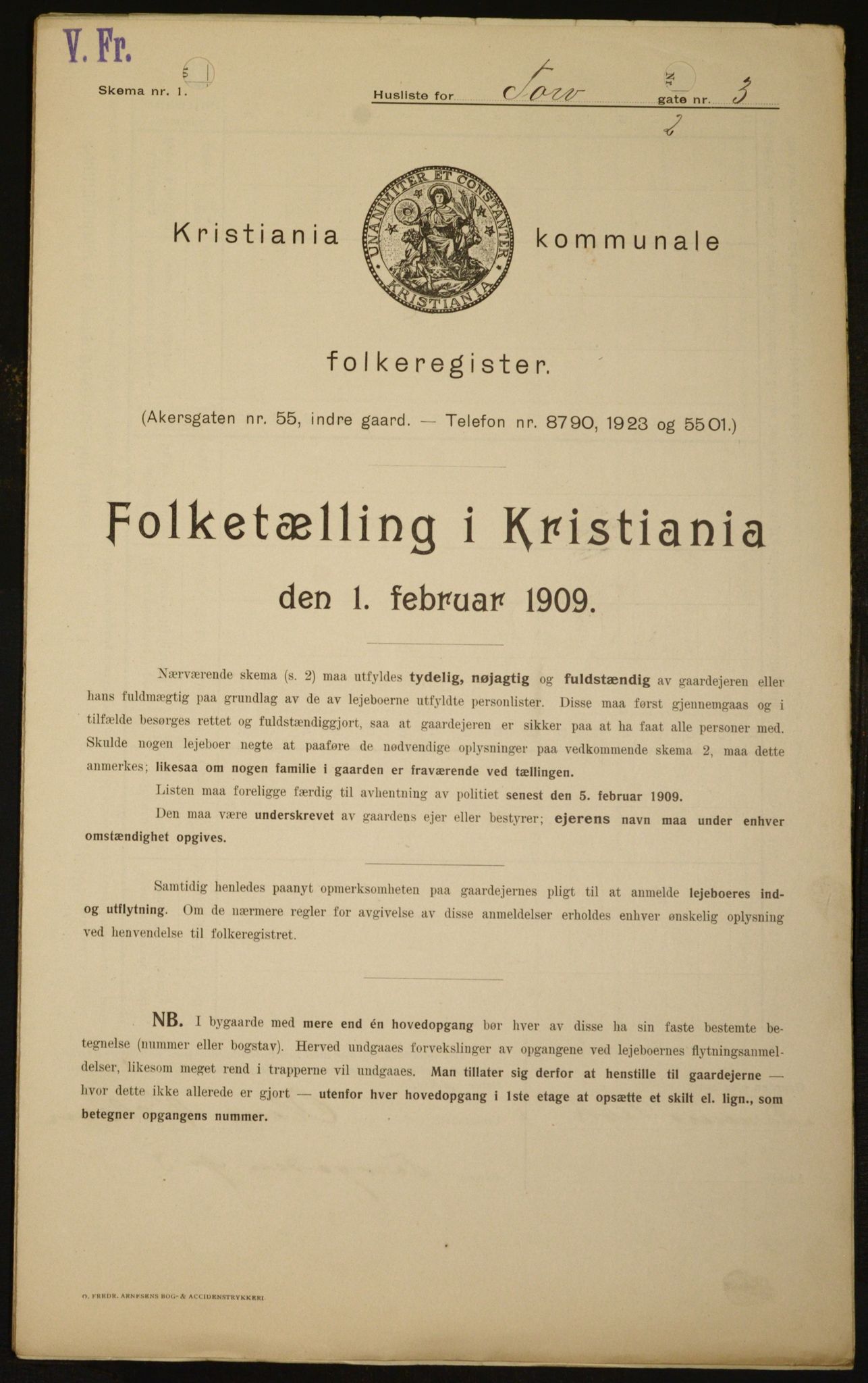 OBA, Kommunal folketelling 1.2.1909 for Kristiania kjøpstad, 1909, s. 103318