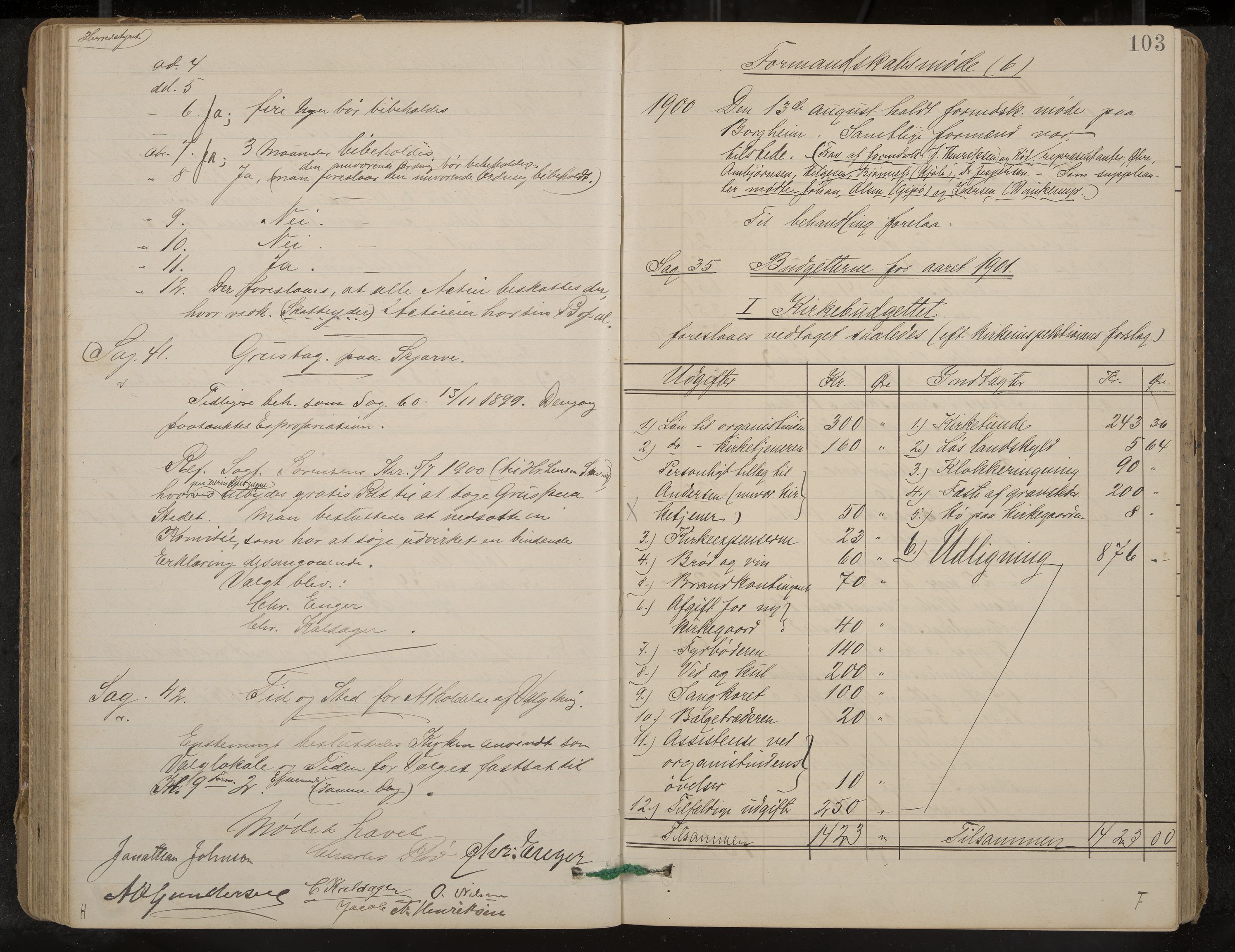 Nøtterøy formannskap og sentraladministrasjon, IKAK/0722021-1/A/Aa/L0005: Møtebok med register, 1896-1905, s. 103