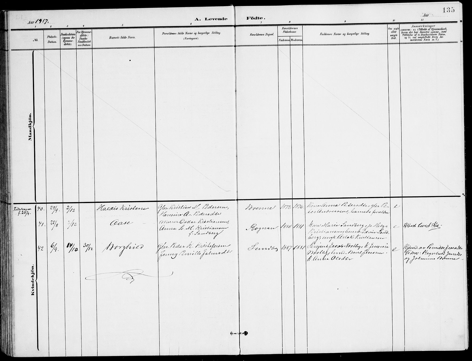 Ministerialprotokoller, klokkerbøker og fødselsregistre - Nordland, AV/SAT-A-1459/847/L0672: Ministerialbok nr. 847A12, 1902-1919, s. 135