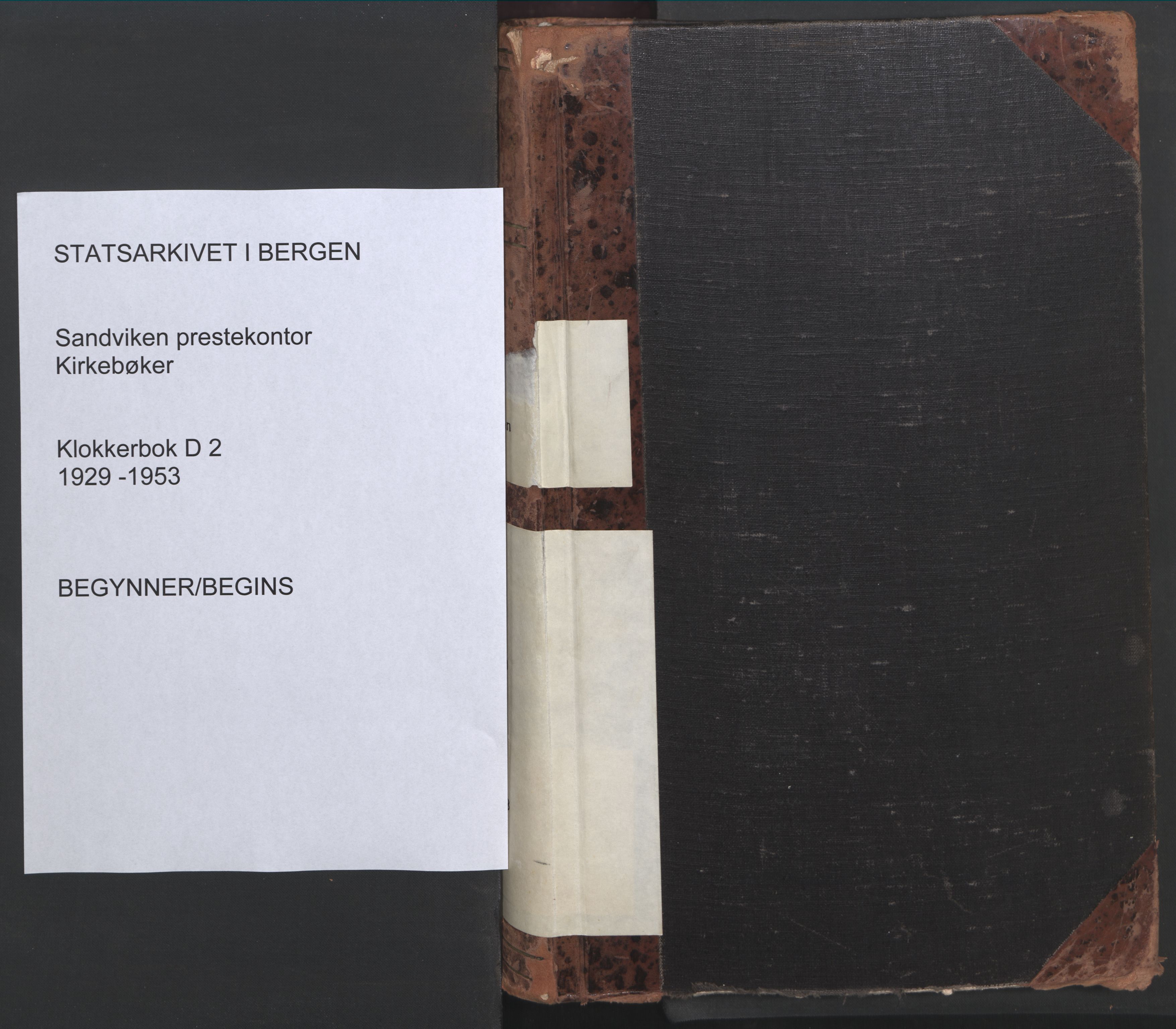 Sandviken Sokneprestembete, AV/SAB-A-77601/H/Hb/L0015: Klokkerbok nr. D 2, 1929-1953