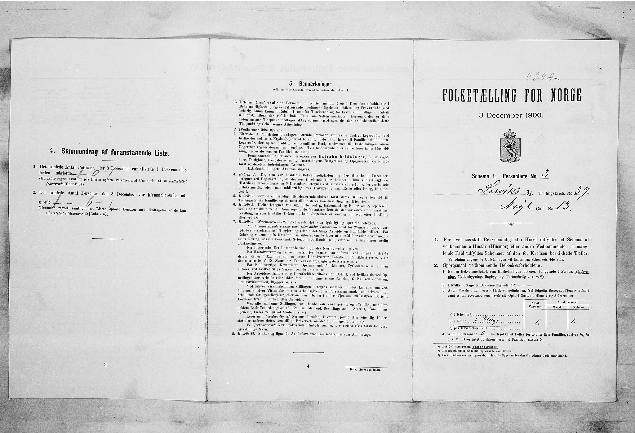 RA, Folketelling 1900 for 0707 Larvik kjøpstad, 1900, s. 5234
