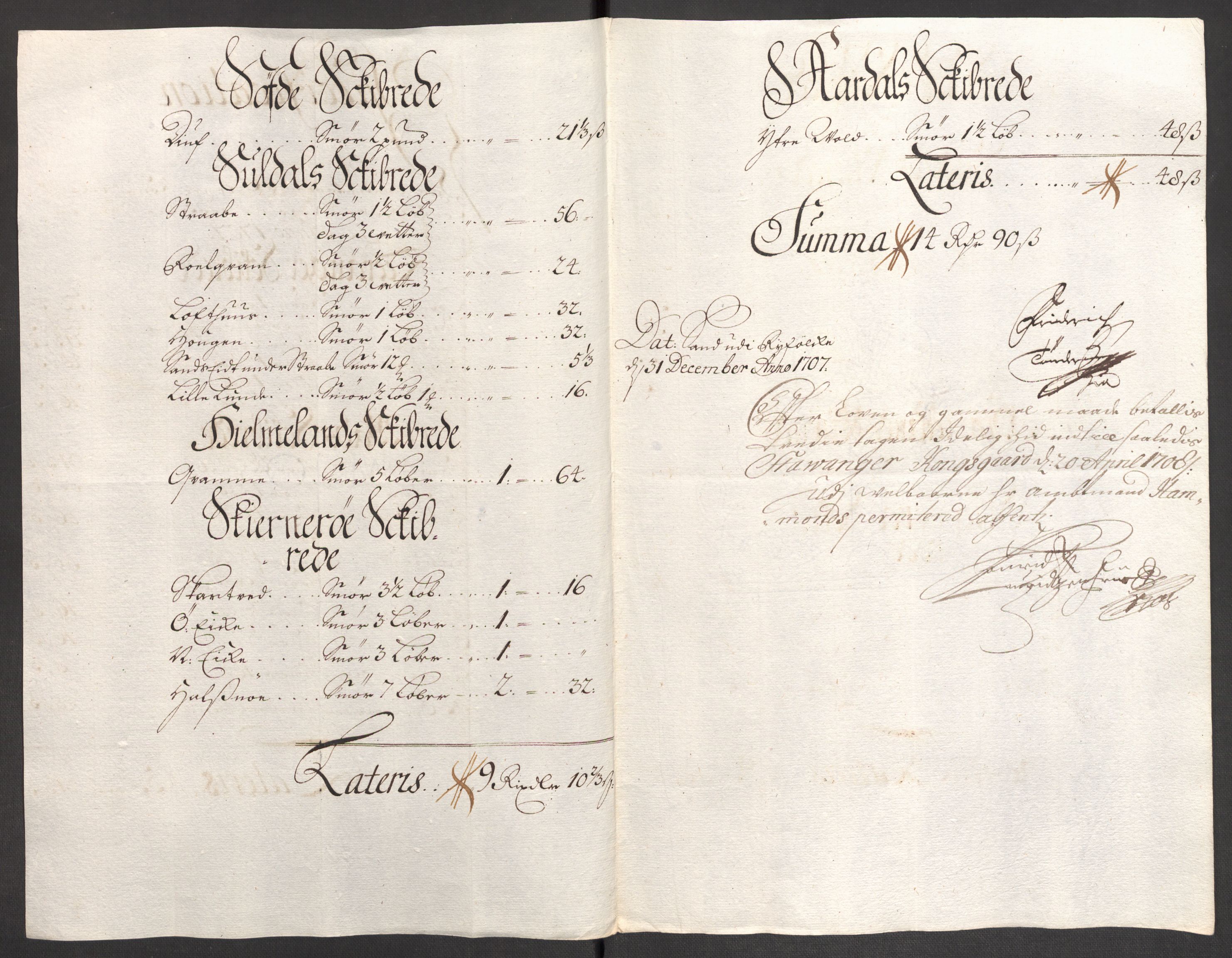 Rentekammeret inntil 1814, Reviderte regnskaper, Fogderegnskap, AV/RA-EA-4092/R47/L2861: Fogderegnskap Ryfylke, 1706-1709, s. 104