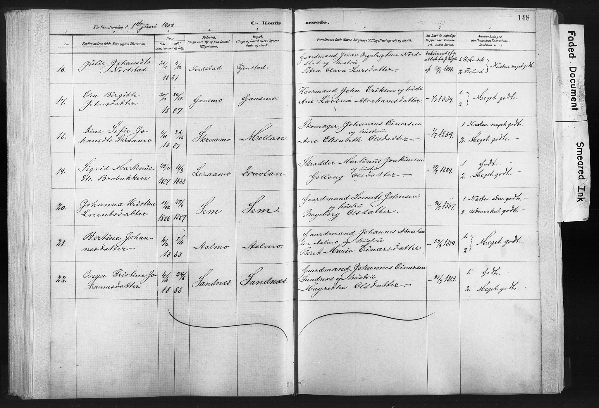 Ministerialprotokoller, klokkerbøker og fødselsregistre - Nord-Trøndelag, SAT/A-1458/749/L0474: Ministerialbok nr. 749A08, 1887-1903, s. 148