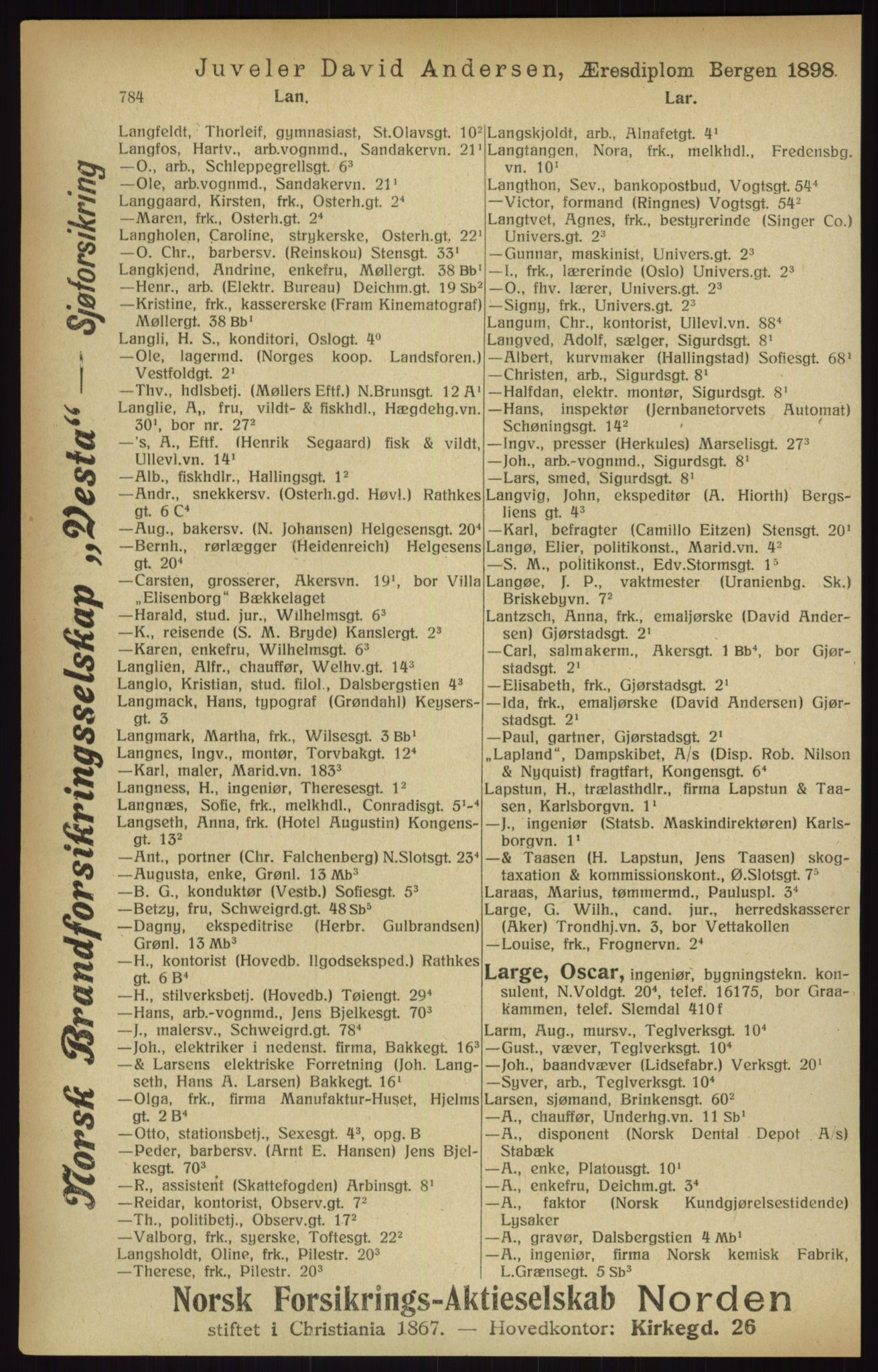 Kristiania/Oslo adressebok, PUBL/-, 1916, s. 784