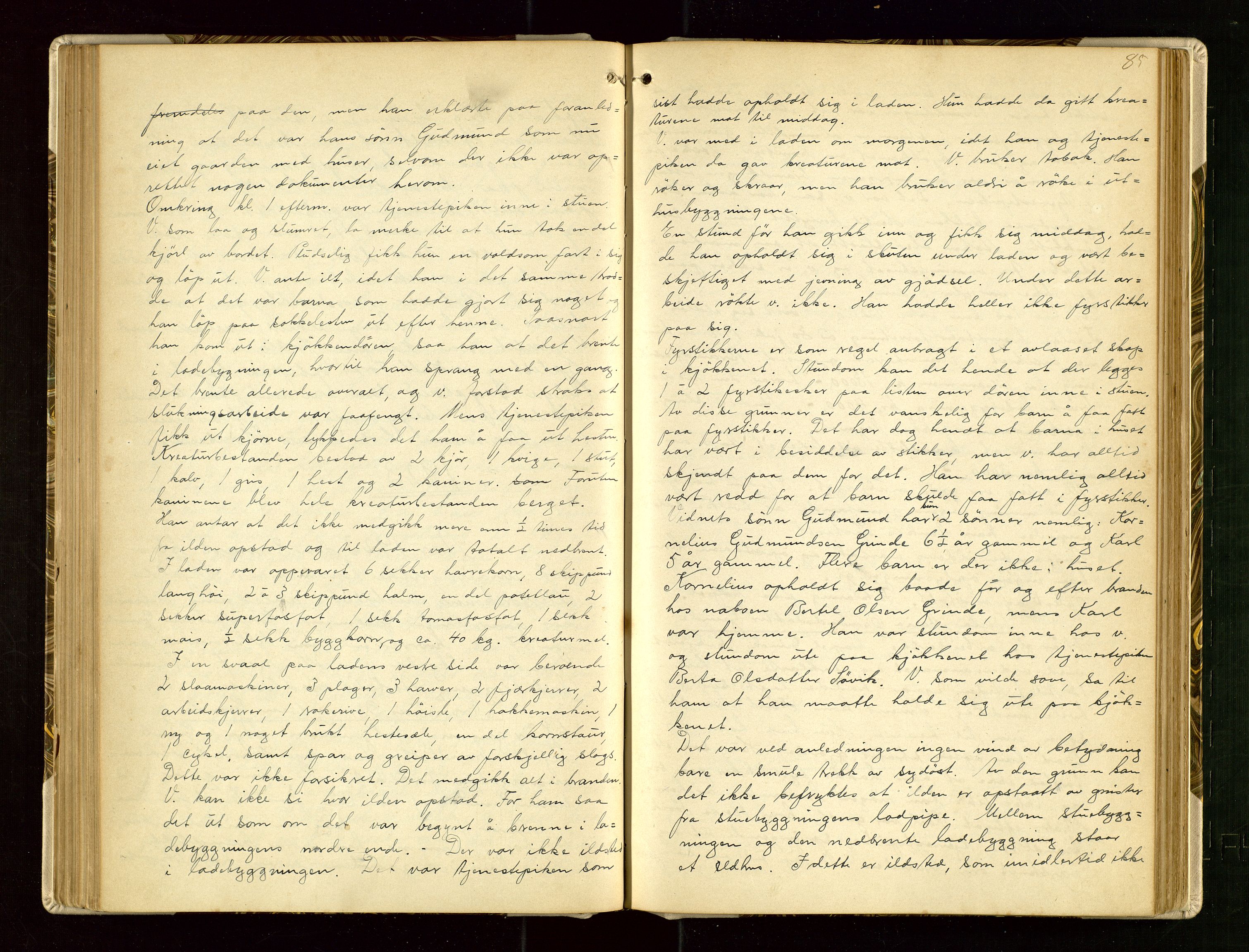 Skjold lensmannskontor, AV/SAST-A-100182/Goa/L0002: "Brandtaksasjons-Protokol for Skjolds Thinglag", 1890-1949, s. 84b-85a