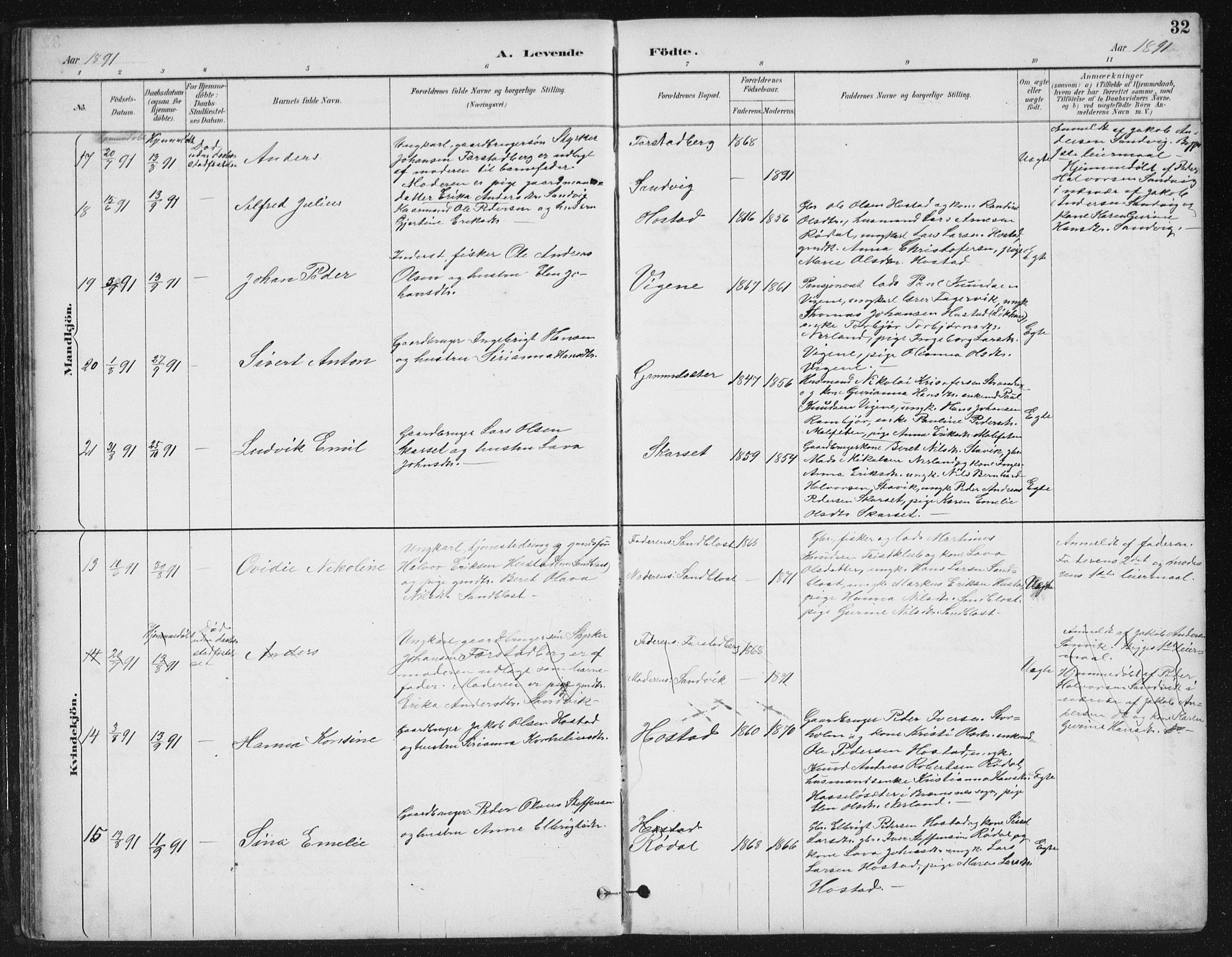 Ministerialprotokoller, klokkerbøker og fødselsregistre - Møre og Romsdal, SAT/A-1454/567/L0783: Klokkerbok nr. 567C03, 1887-1903, s. 32