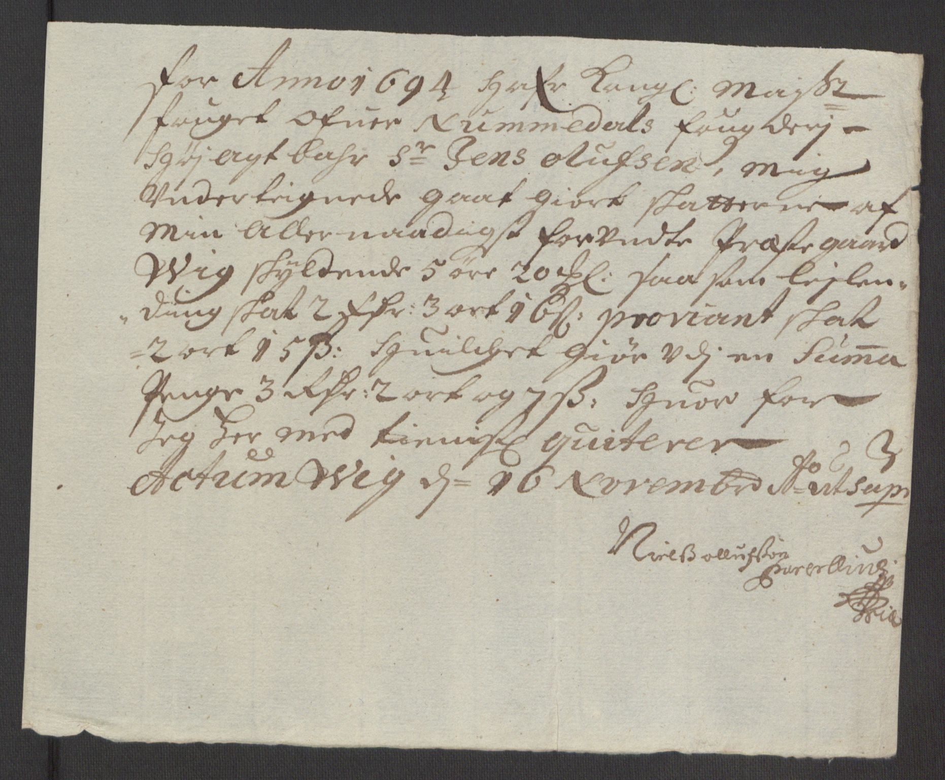 Rentekammeret inntil 1814, Reviderte regnskaper, Fogderegnskap, AV/RA-EA-4092/R64/L4424: Fogderegnskap Namdal, 1692-1695, s. 406