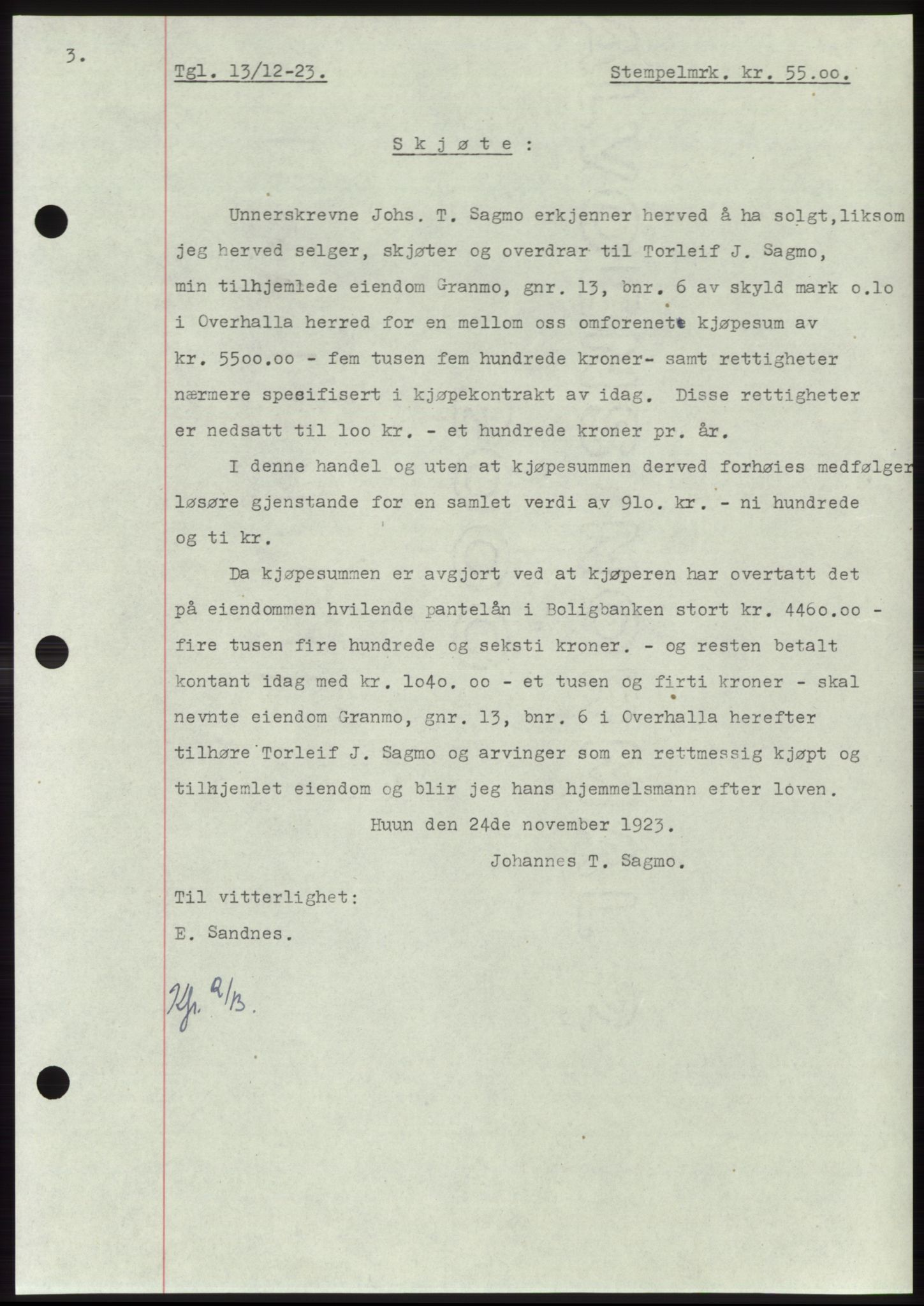 Namdal sorenskriveri, SAT/A-4133/1/2/2C: Pantebok nr. -, 1922-1925, Tingl.dato: 13.12.1923