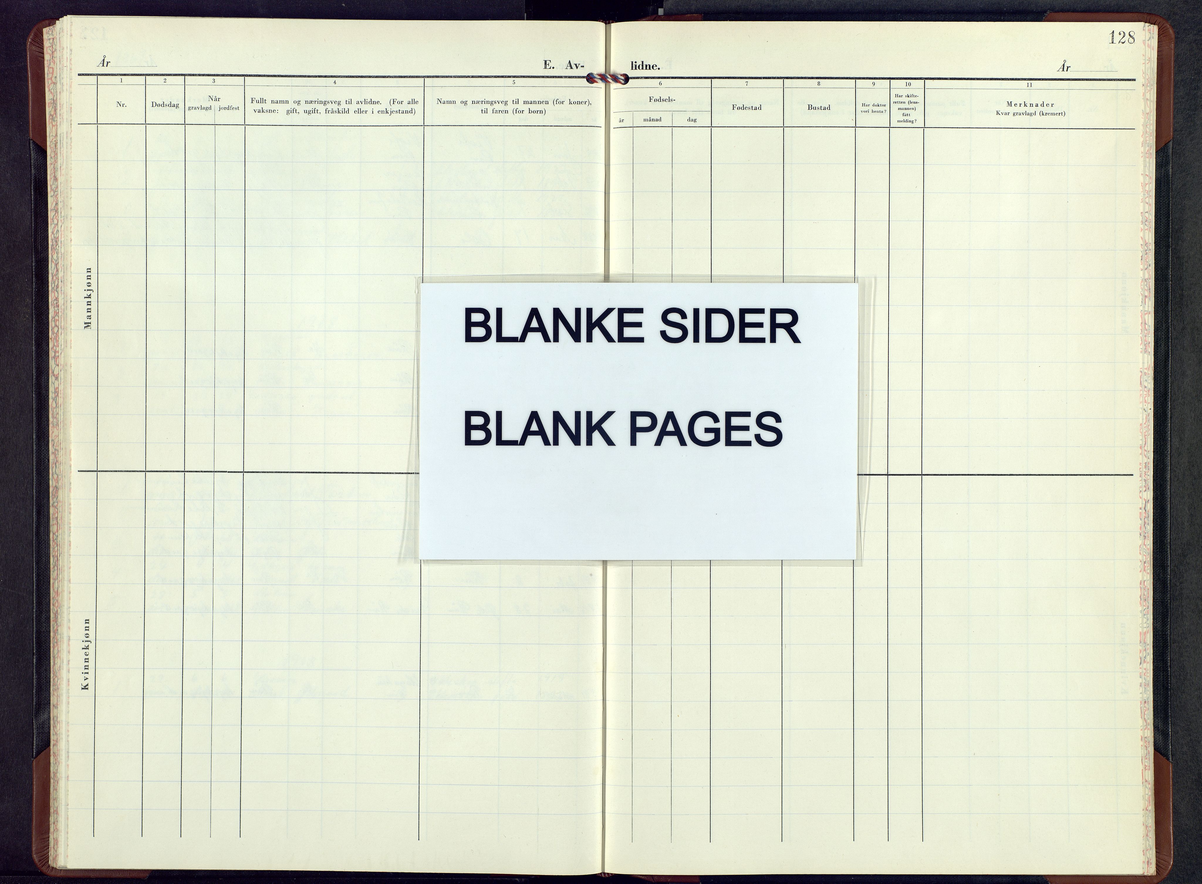 Vestre Slidre prestekontor, AV/SAH-PREST-136/H/Ha/Hab/L0011: Klokkerbok nr. 11, 1952-1968, s. 128