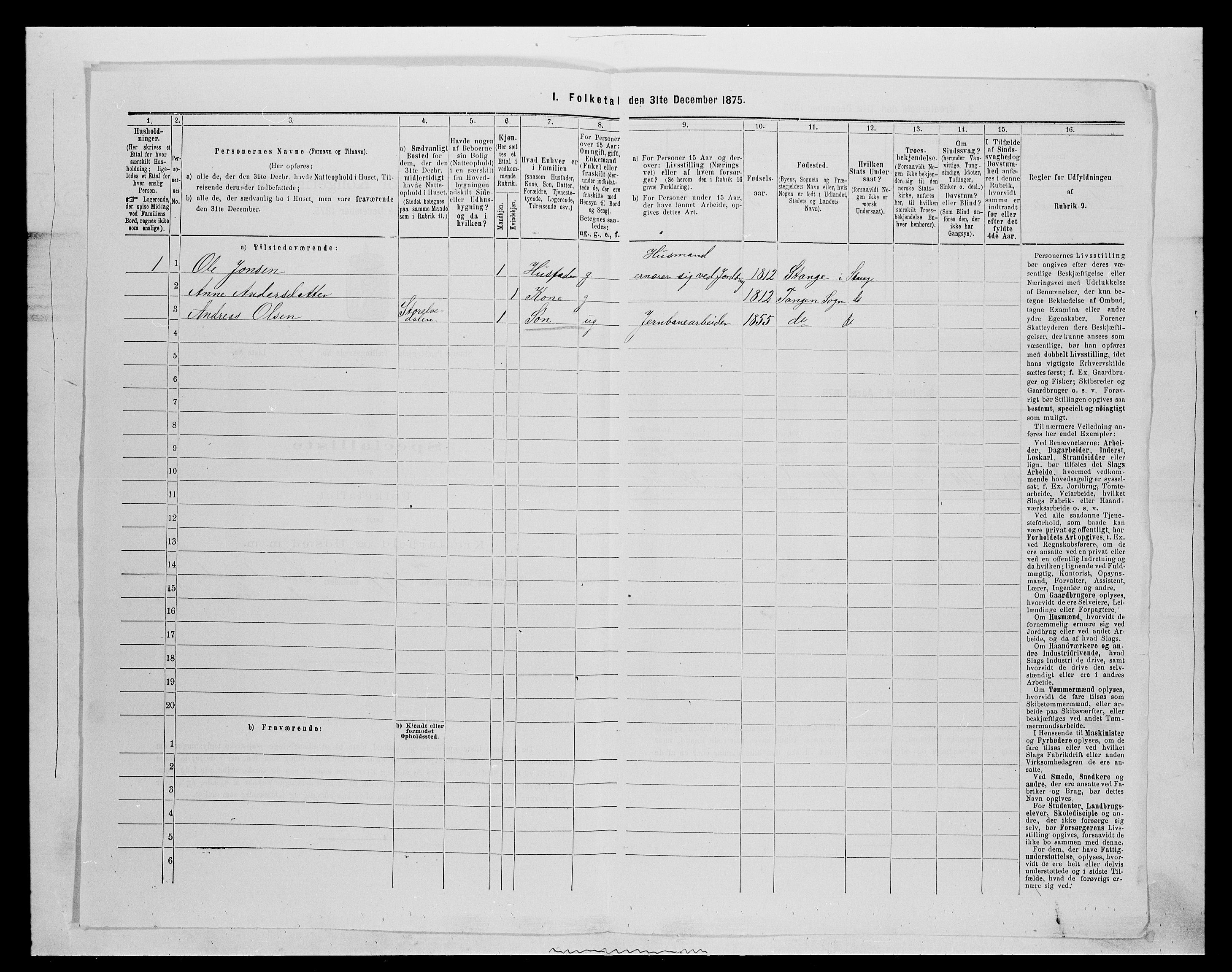 SAH, Folketelling 1875 for 0417P Stange prestegjeld, 1875, s. 1453