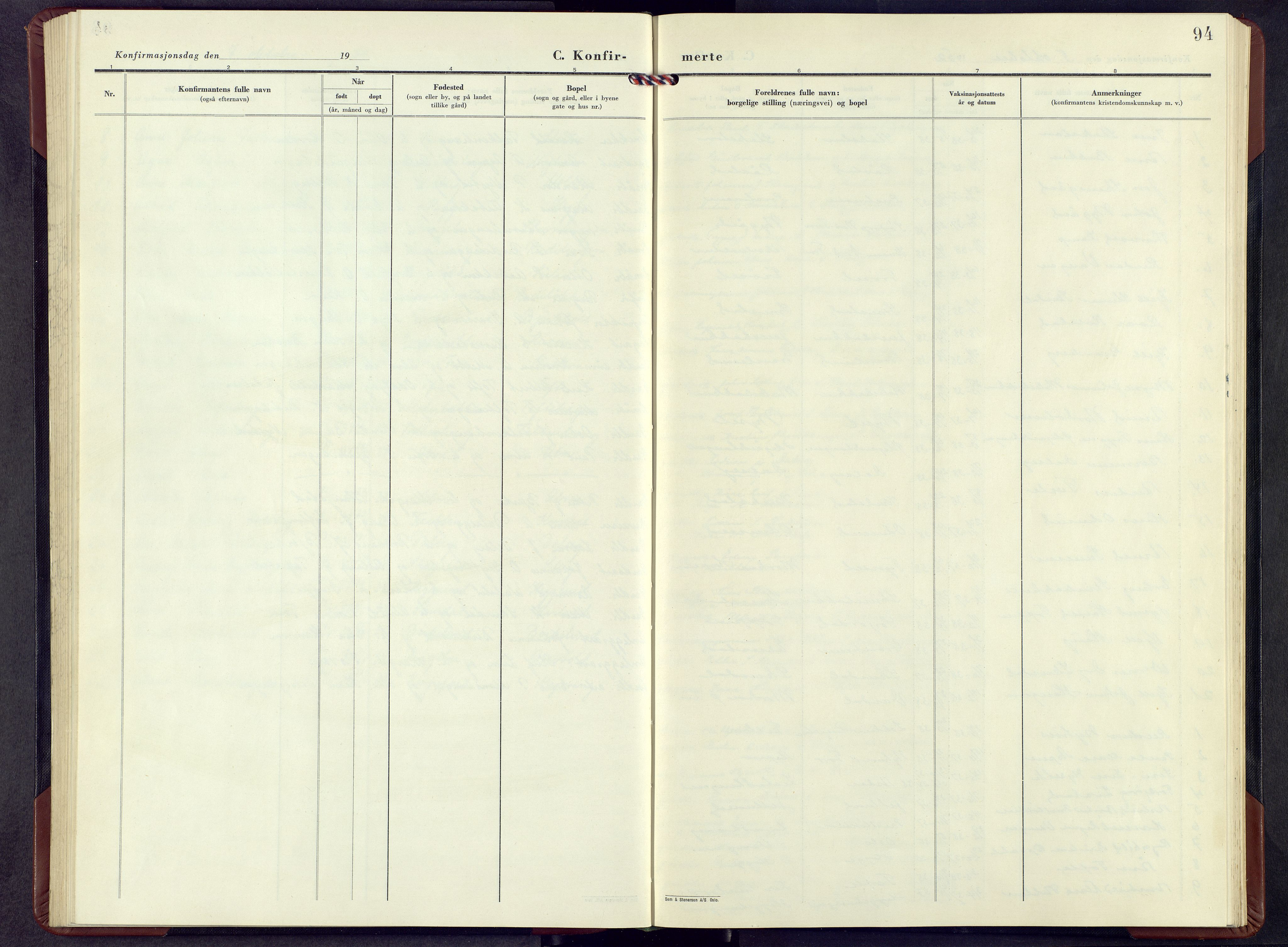 Sør-Fron prestekontor, SAH/PREST-010/H/Ha/Hab/L0007: Klokkerbok nr. 7, 1949-1962, s. 94