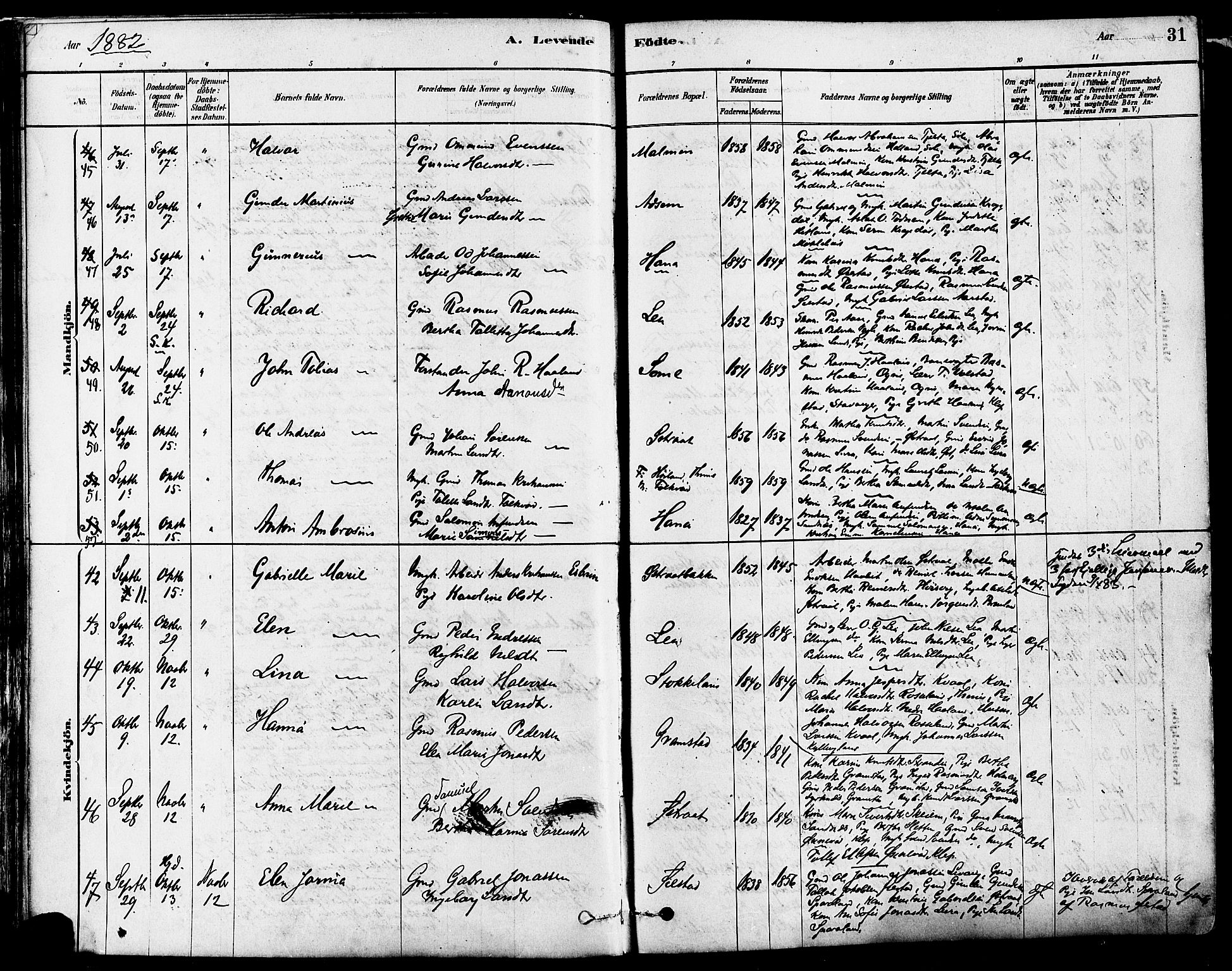 Høyland sokneprestkontor, AV/SAST-A-101799/001/30BA/L0011: Ministerialbok nr. A 10, 1878-1888, s. 31