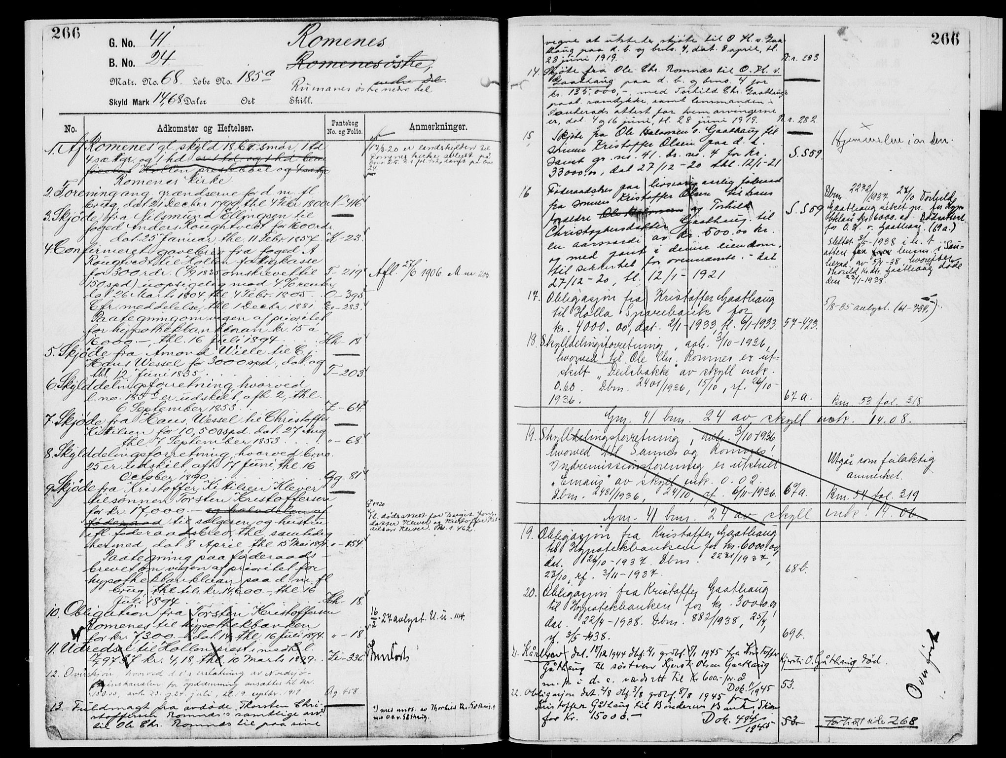 Nedre Telemark sorenskriveri, AV/SAKO-A-135/G/Gb/Gbg/L0002: Panteregister nr. VII 2, s. 266