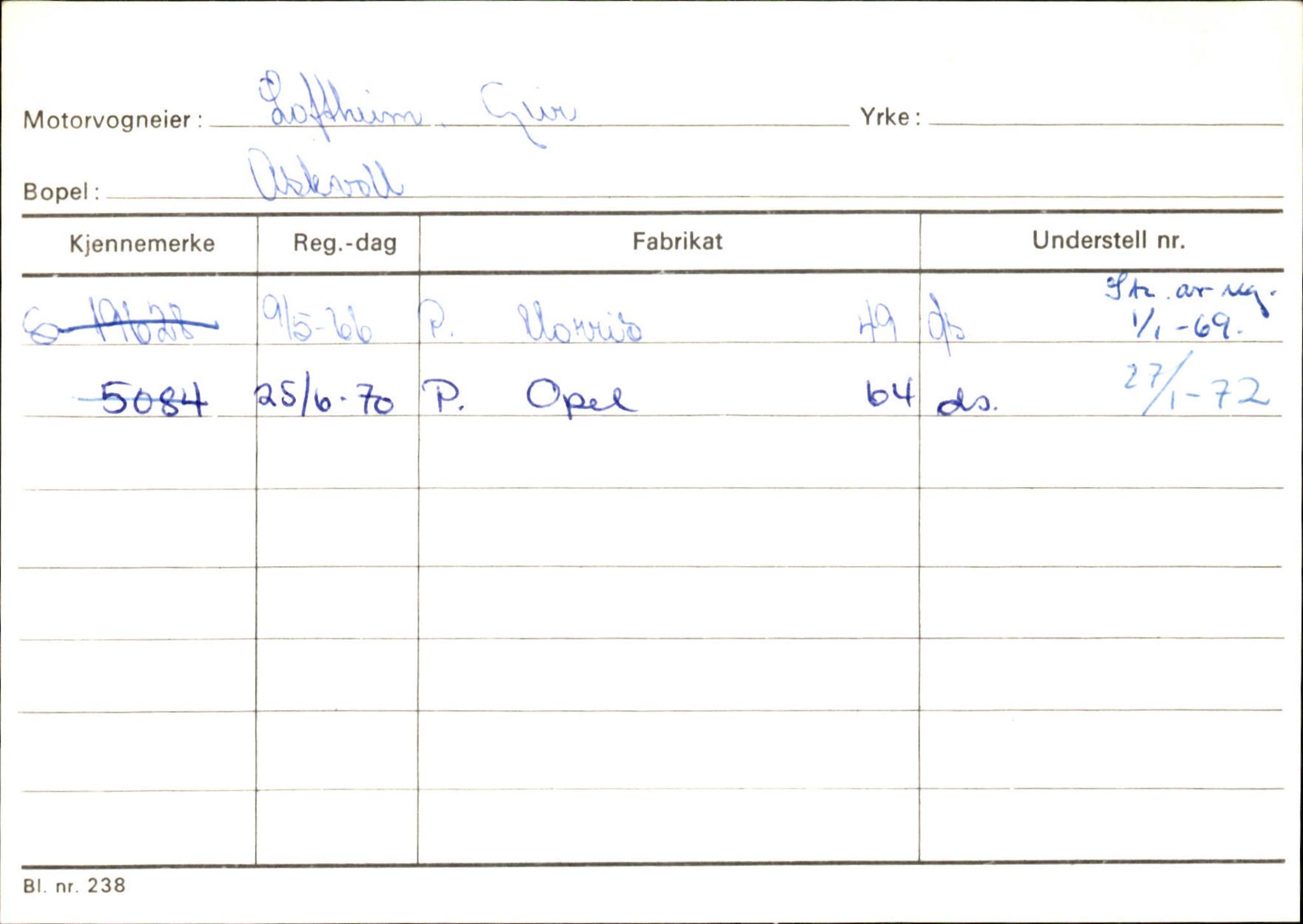 Statens vegvesen, Sogn og Fjordane vegkontor, SAB/A-5301/4/F/L0132: Eigarregister Askvoll A-Å. Balestrand A-Å, 1945-1975, s. 784