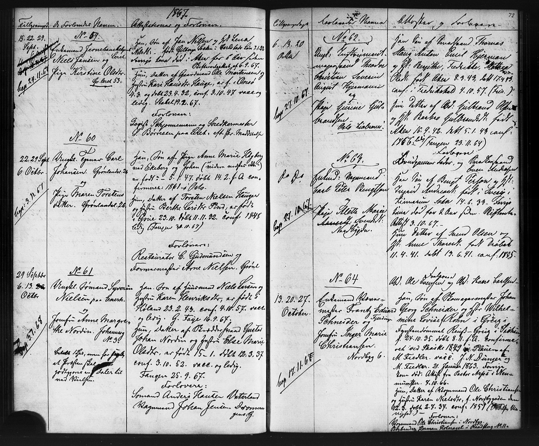 Grønland prestekontor Kirkebøker, AV/SAO-A-10848/G/Ga/L0002: Klokkerbok nr. 2, 1861-1863, s. 72