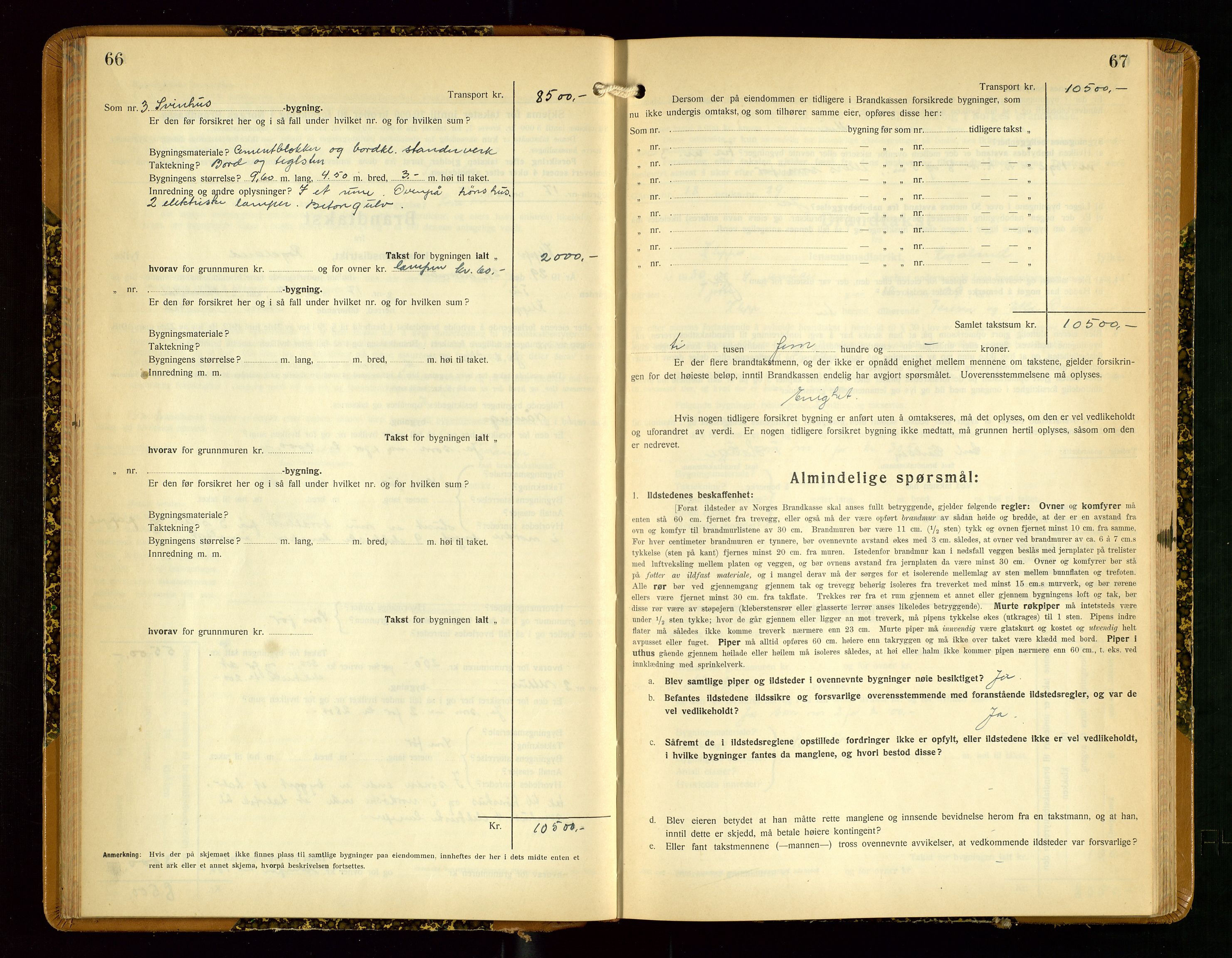 Klepp lensmannskontor, AV/SAST-A-100163/Goc/L0012: "Brandtakstprotokoll" m/register, 1929-1933, s. 66-67