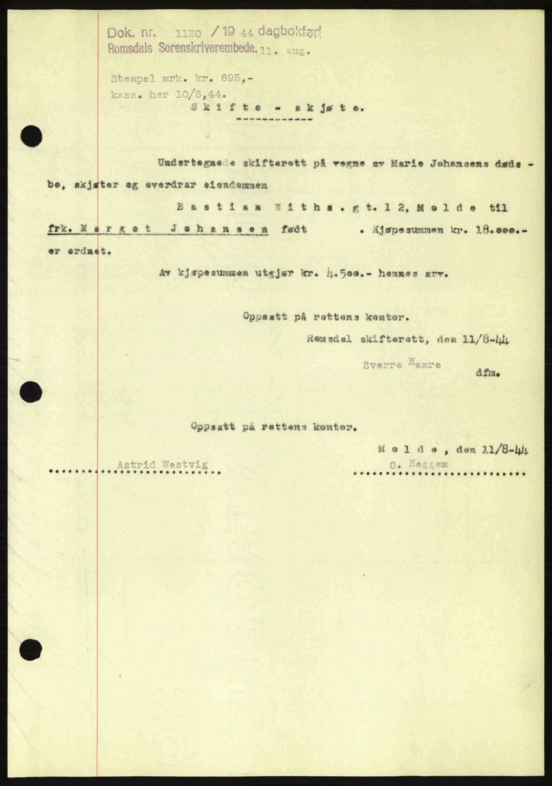 Romsdal sorenskriveri, SAT/A-4149/1/2/2C: Pantebok nr. A16, 1944-1944, Dagboknr: 1120/1944