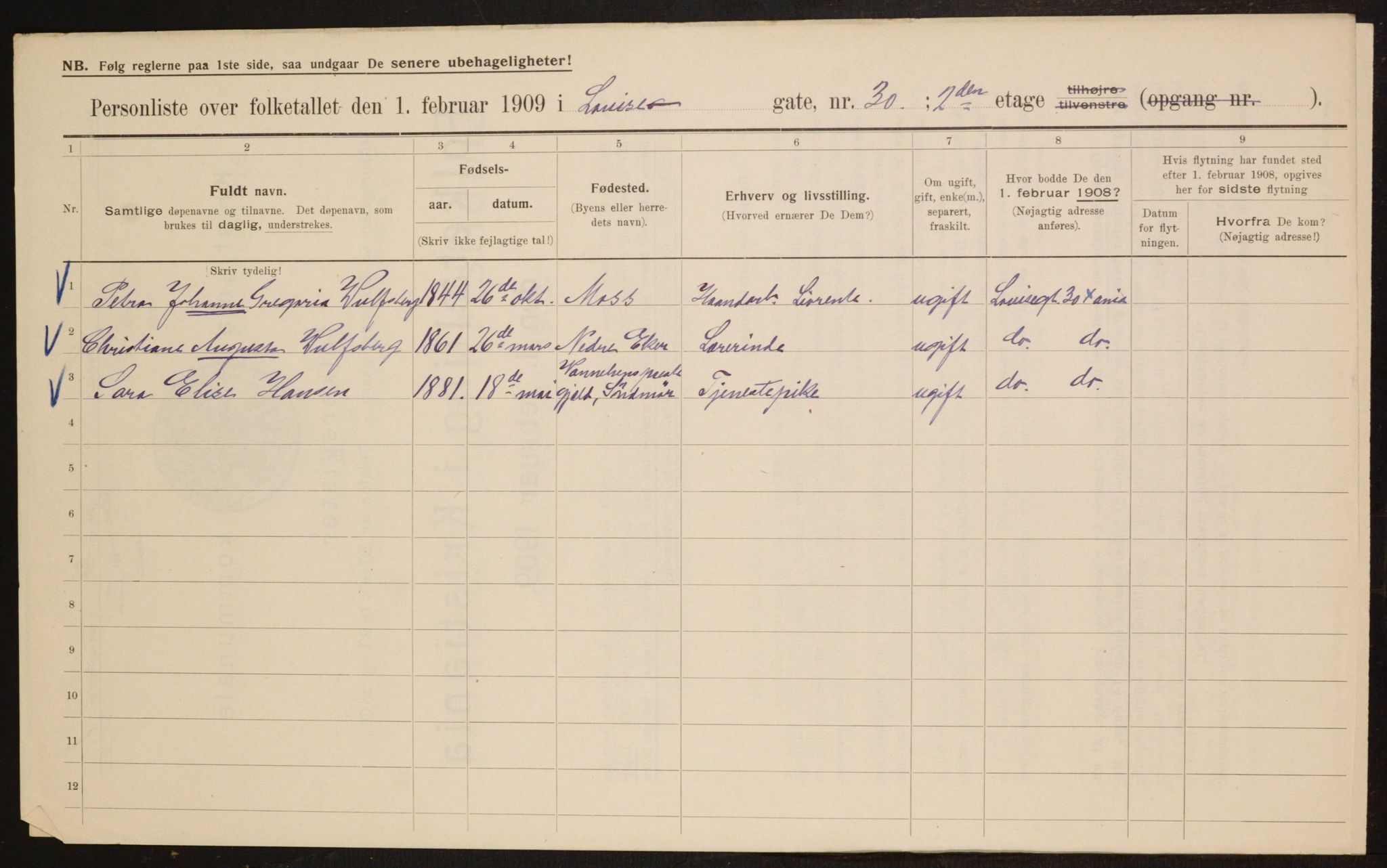 OBA, Kommunal folketelling 1.2.1909 for Kristiania kjøpstad, 1909, s. 53117