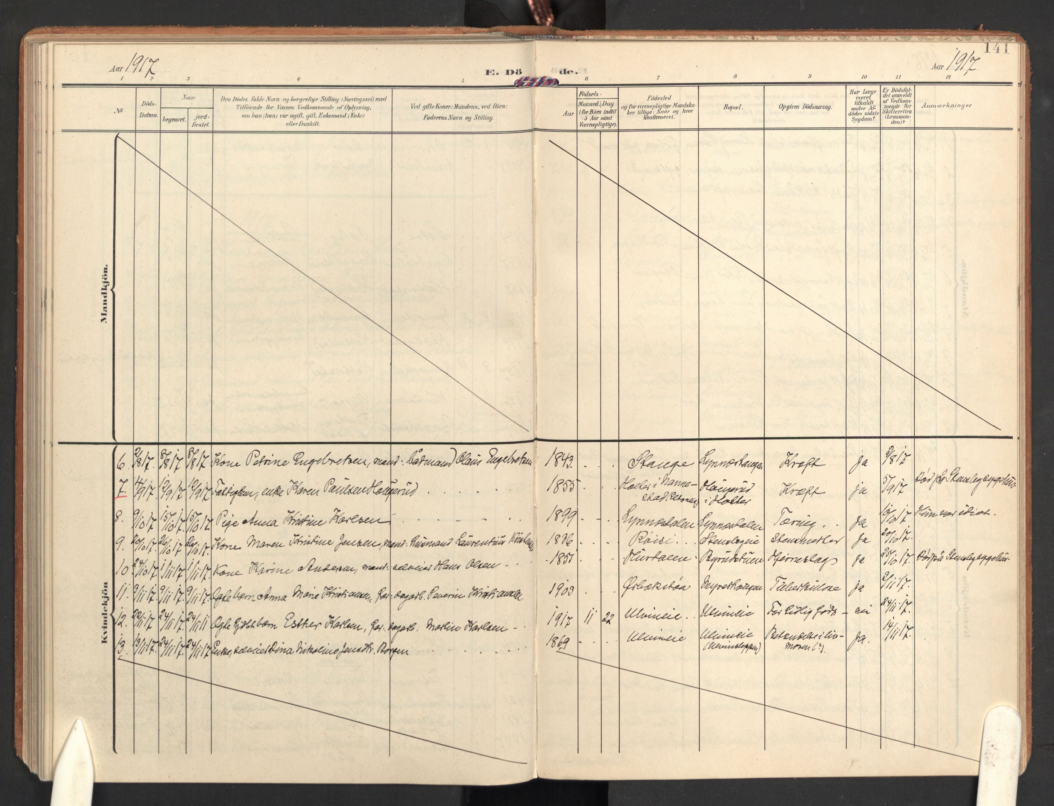 Eidsvoll prestekontor Kirkebøker, AV/SAO-A-10888/G/Gb/L0003: Klokkerbok nr. II 3, 1908-1919, s. 141