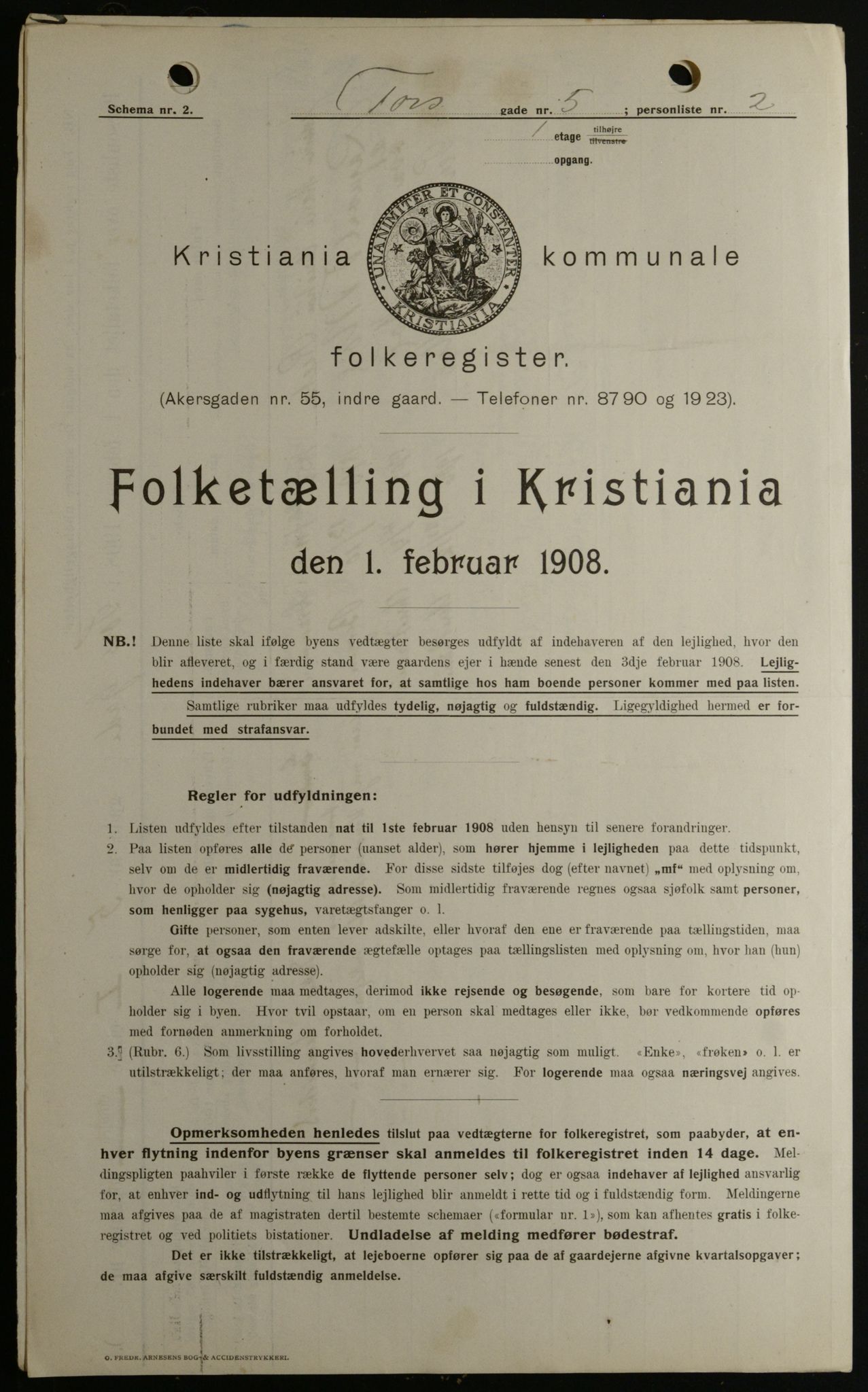 OBA, Kommunal folketelling 1.2.1908 for Kristiania kjøpstad, 1908, s. 102941