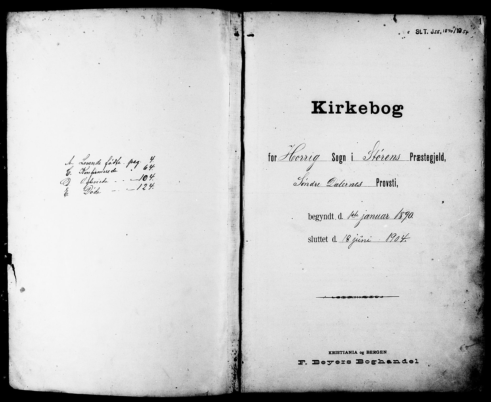 Ministerialprotokoller, klokkerbøker og fødselsregistre - Sør-Trøndelag, AV/SAT-A-1456/692/L1111: Klokkerbok nr. 692C06, 1890-1904, s. 1