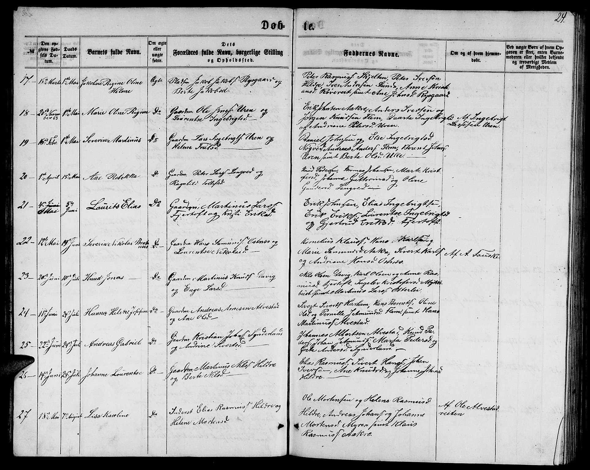 Ministerialprotokoller, klokkerbøker og fødselsregistre - Møre og Romsdal, SAT/A-1454/536/L0508: Klokkerbok nr. 536C03, 1860-1870, s. 24