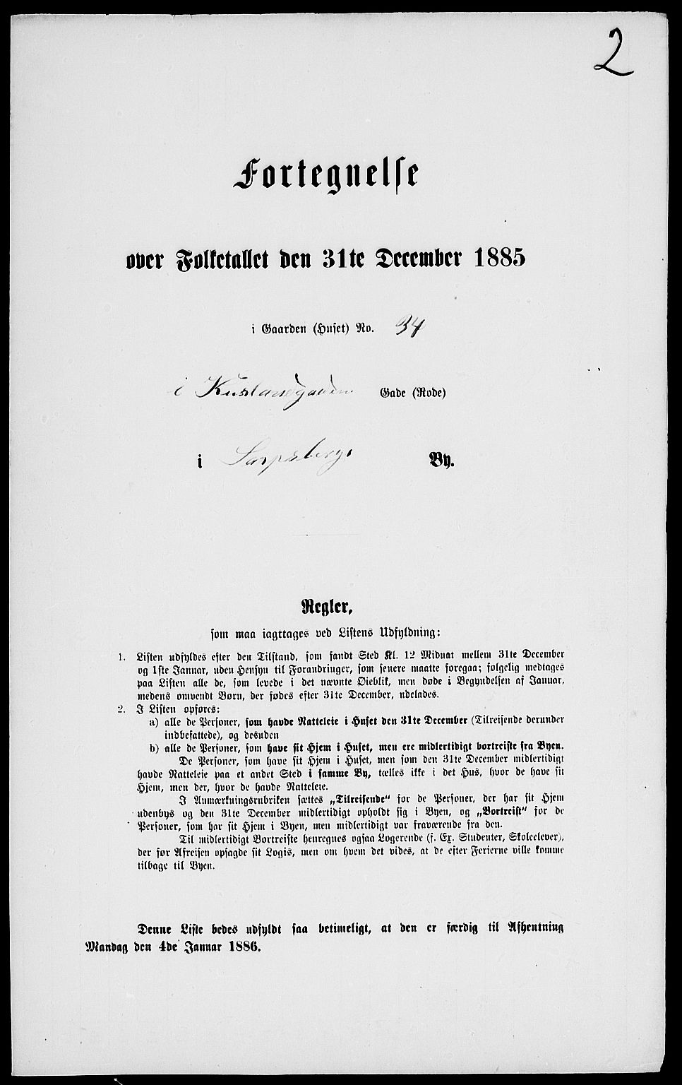 RA, Folketelling 1885 for 0102 Sarpsborg kjøpstad, 1885, s. 3