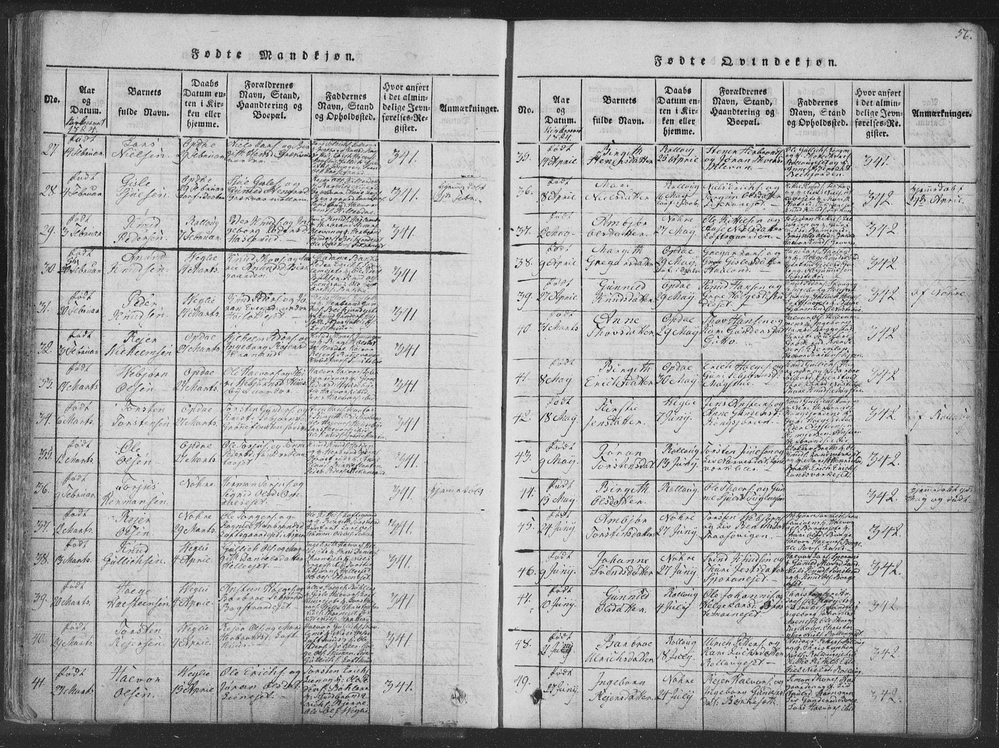 Rollag kirkebøker, SAKO/A-240/F/Fa/L0006: Ministerialbok nr. I 6, 1814-1828, s. 56