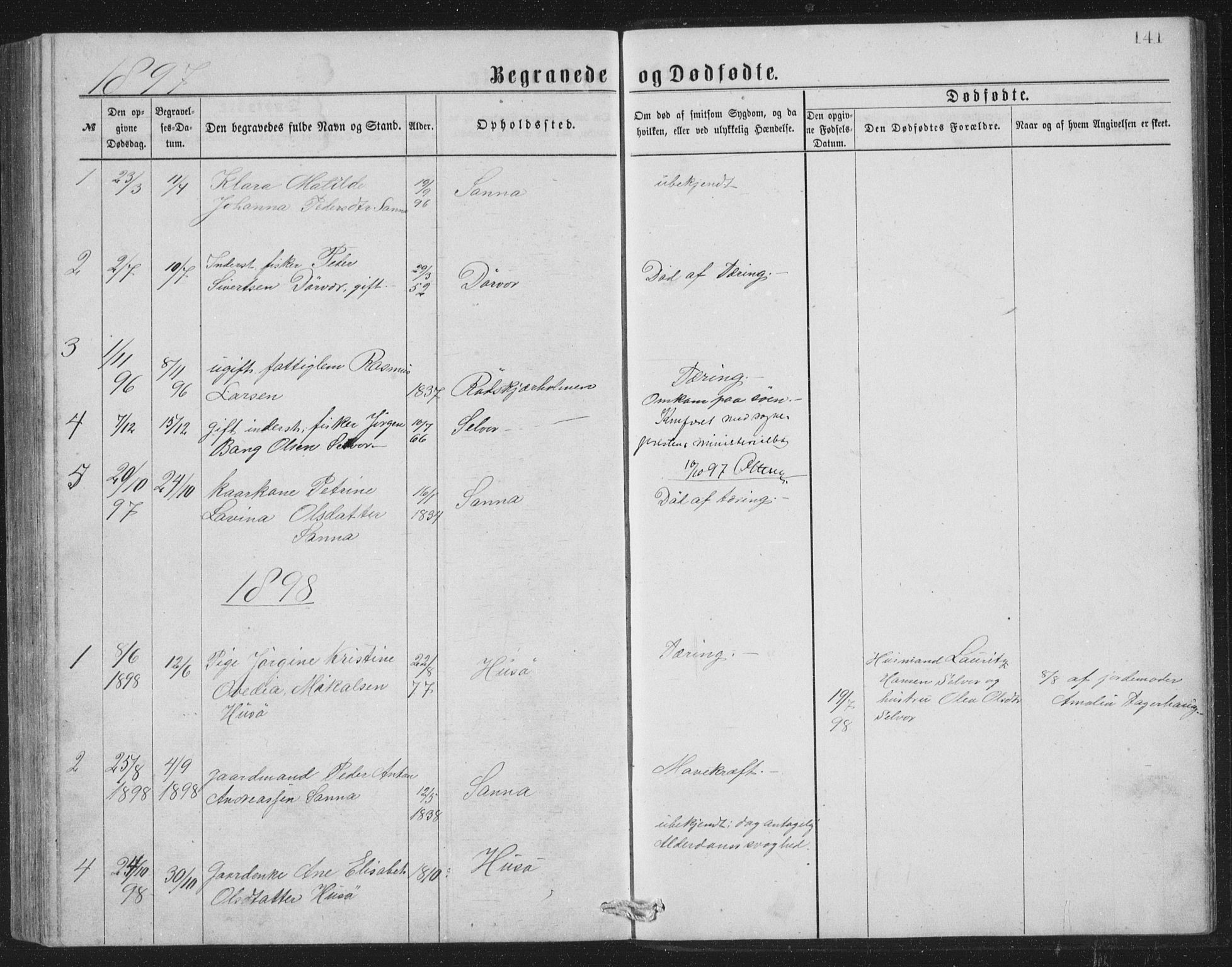 Ministerialprotokoller, klokkerbøker og fødselsregistre - Nordland, SAT/A-1459/840/L0582: Klokkerbok nr. 840C02, 1874-1900, s. 141