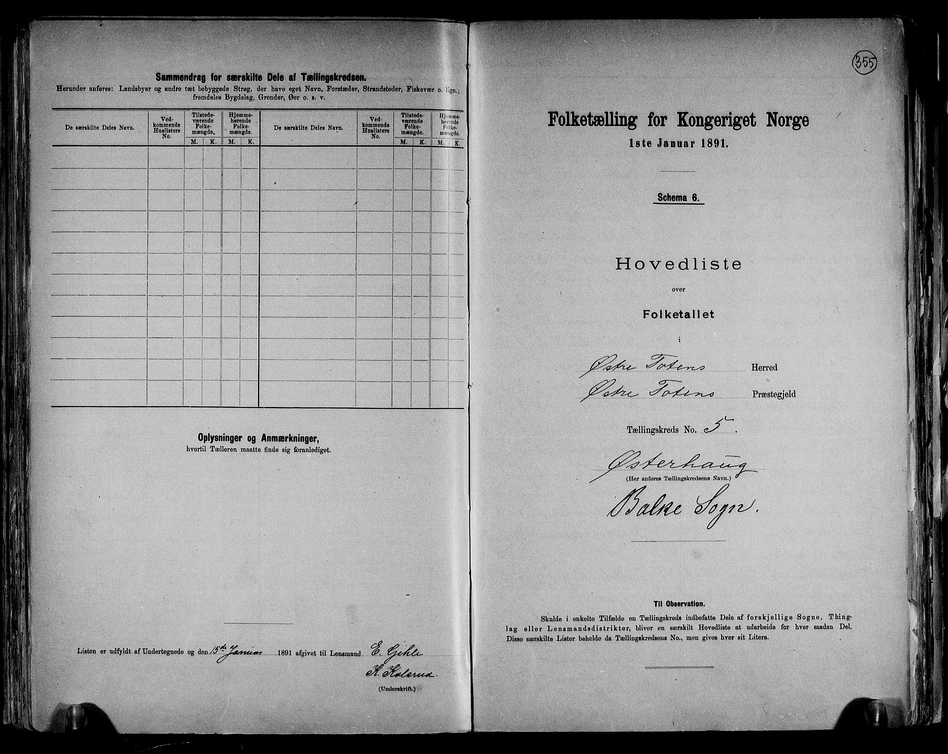 RA, Folketelling 1891 for 0528 Østre Toten herred, 1891, s. 18