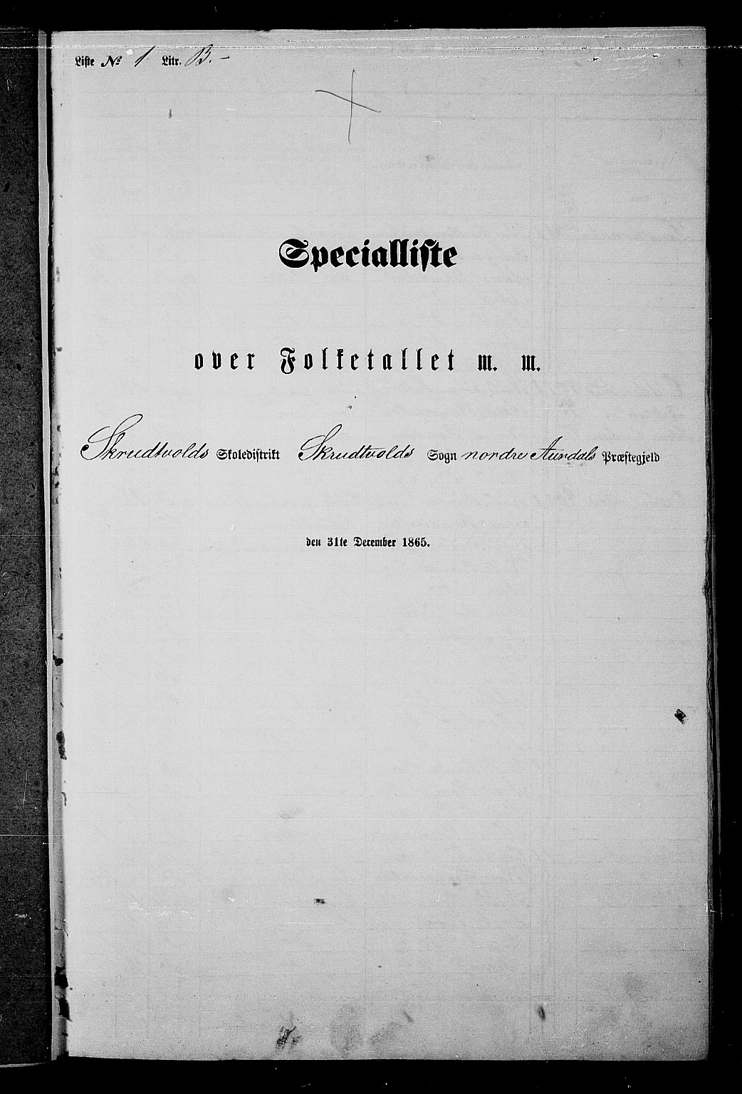 RA, Folketelling 1865 for 0542P Nord-Aurdal prestegjeld, 1865, s. 25