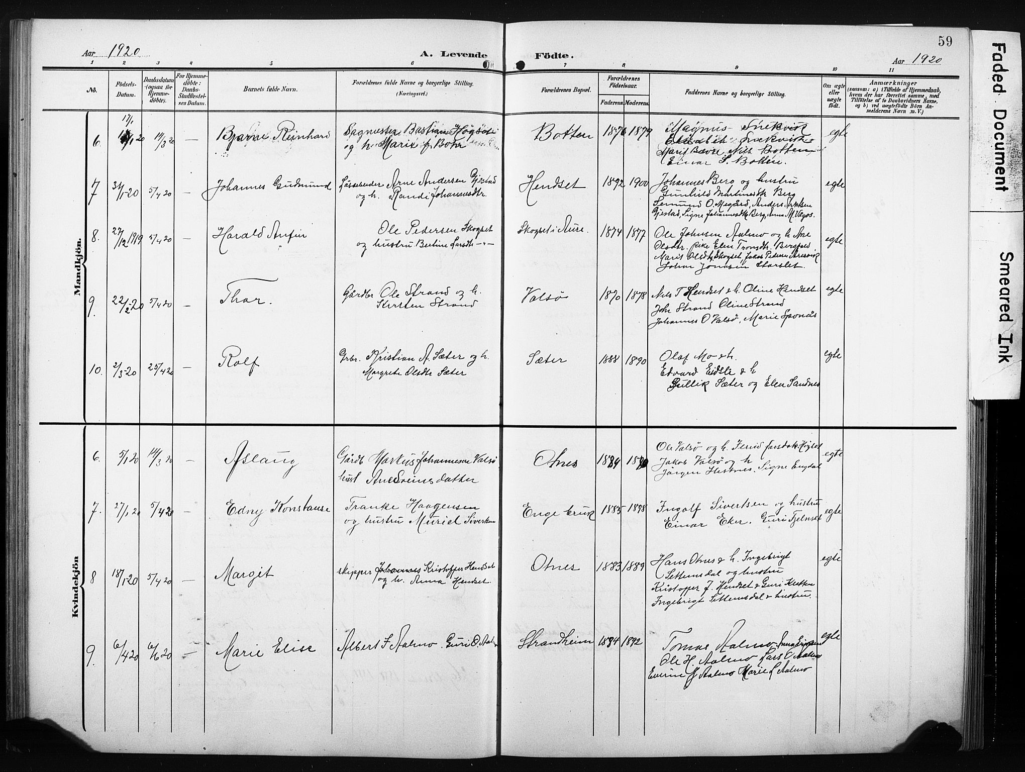 Ministerialprotokoller, klokkerbøker og fødselsregistre - Møre og Romsdal, AV/SAT-A-1454/580/L0927: Klokkerbok nr. 580C02, 1904-1932, s. 59